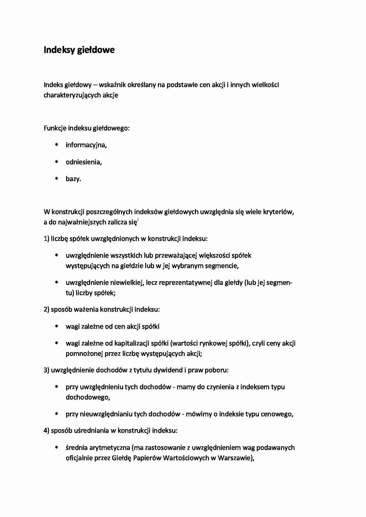 Indeksy giełdowe - opracowanie - strona 1
