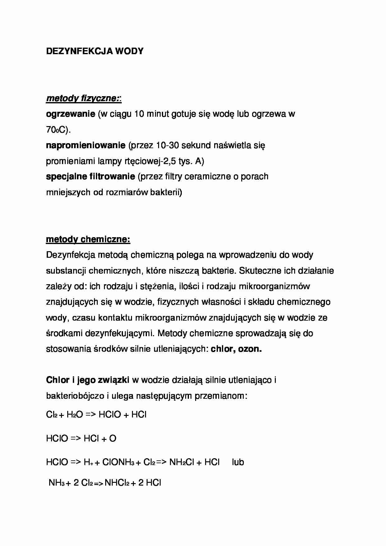 Dezynfekcja wody - wykład - strona 1