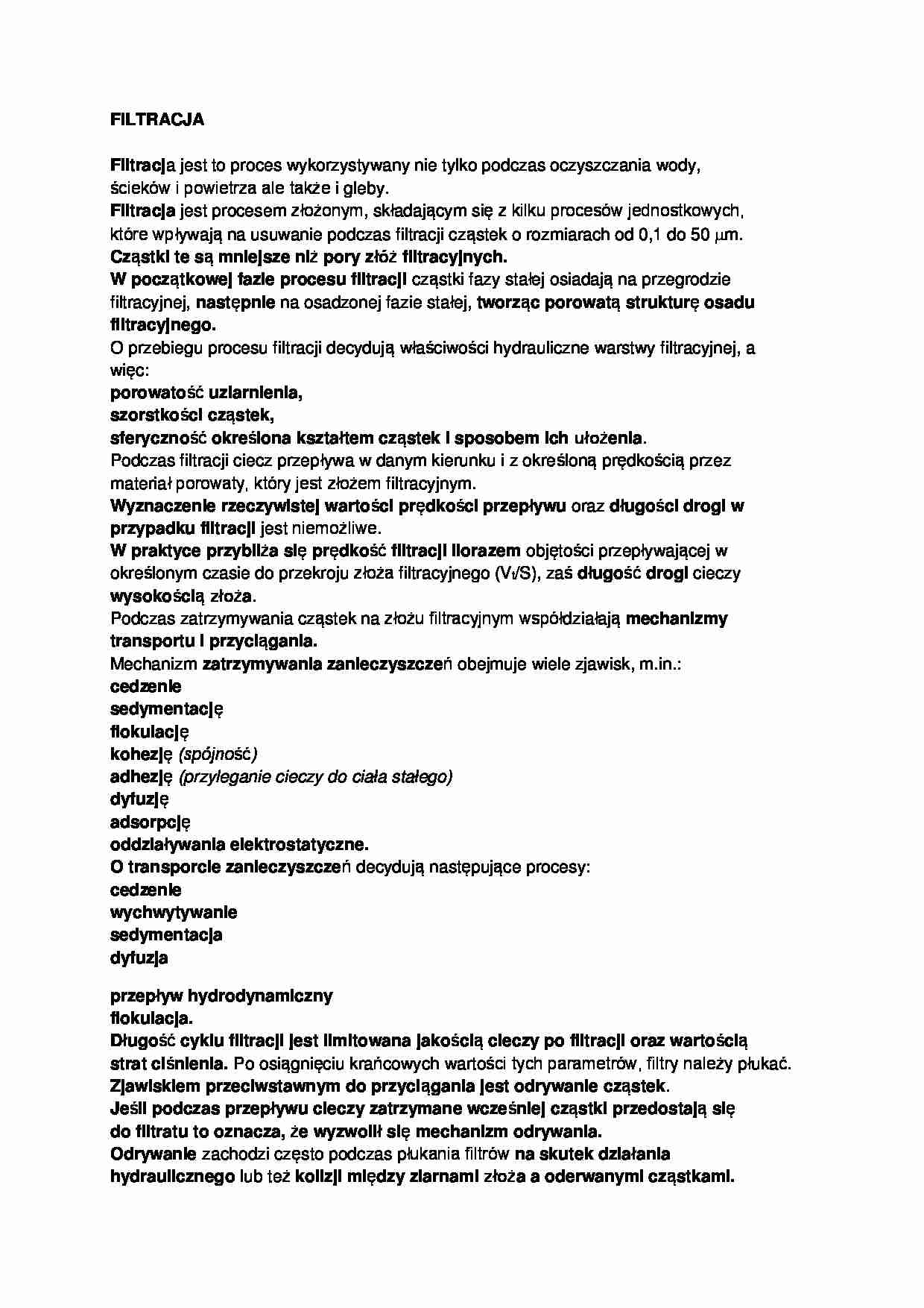 Filtracja - wykład - strona 1