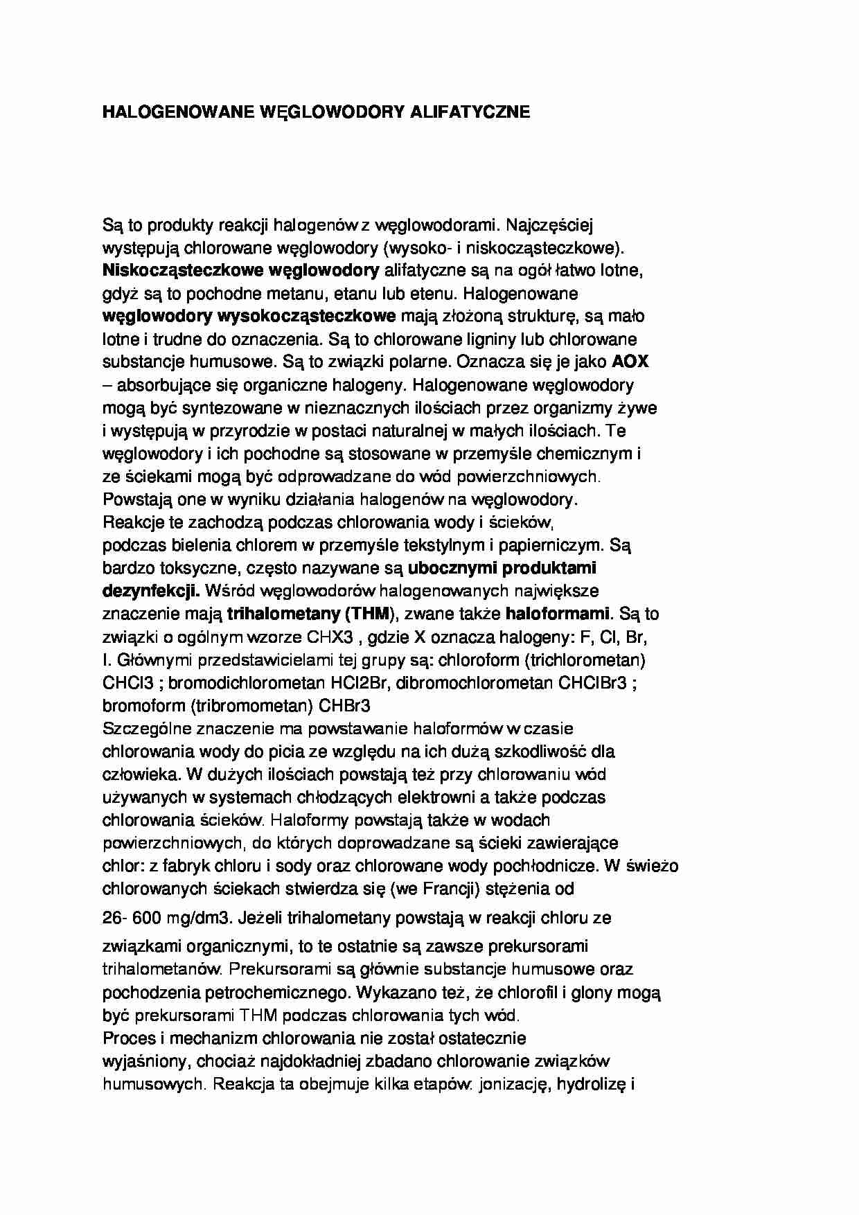 Halogenowane węglowodory aromatyczne w wodzie - wykład - strona 1