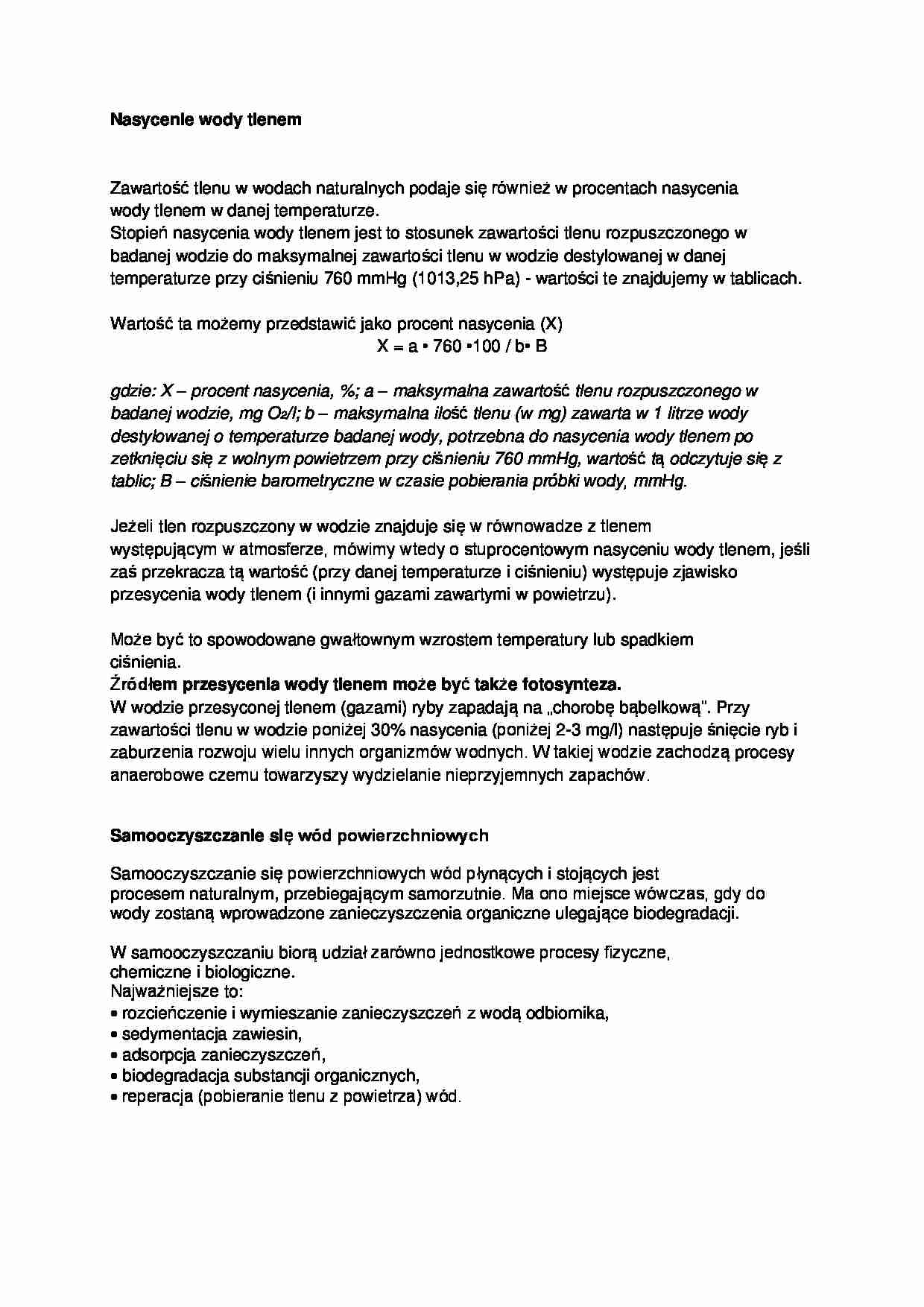Nasycenie wody tlenem - wykład - strona 1