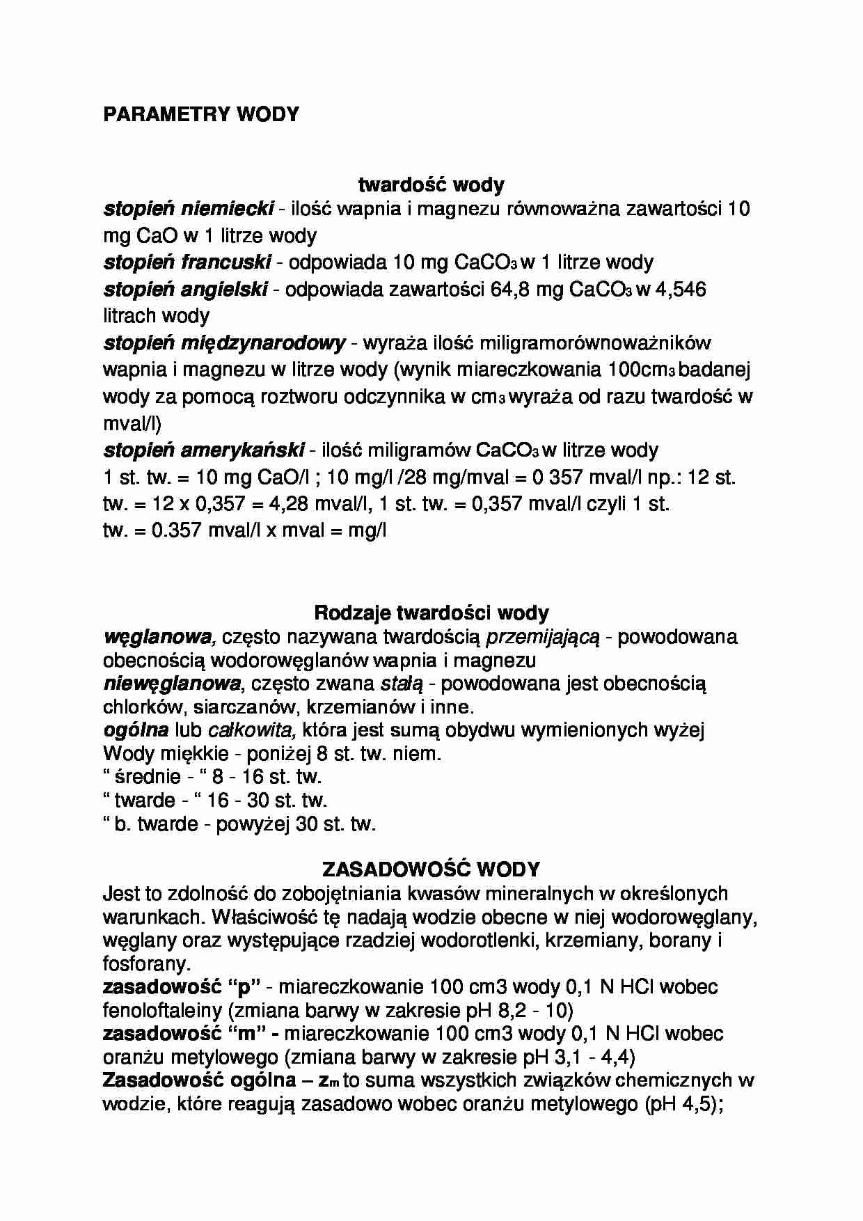 Parametry wody - wykład - strona 1
