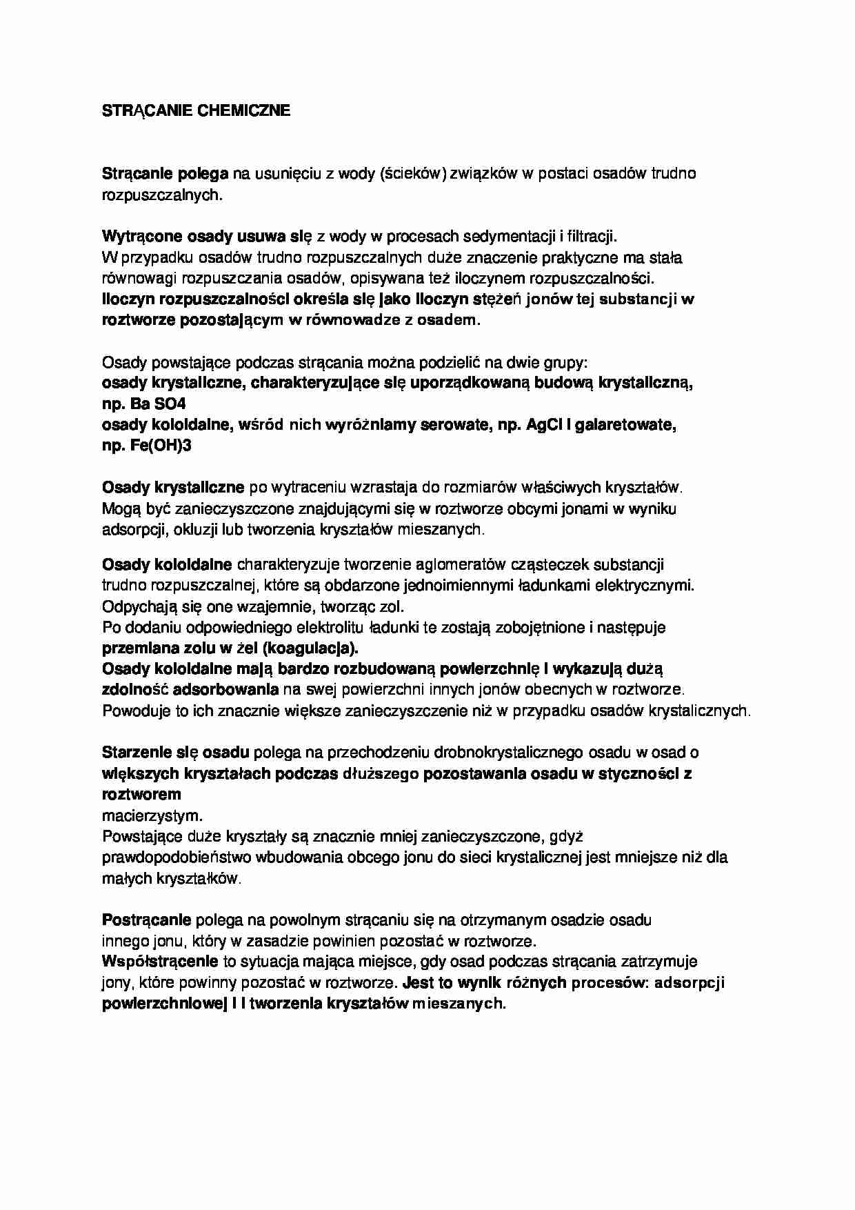 Strącanie chemiczne - wykład - strona 1
