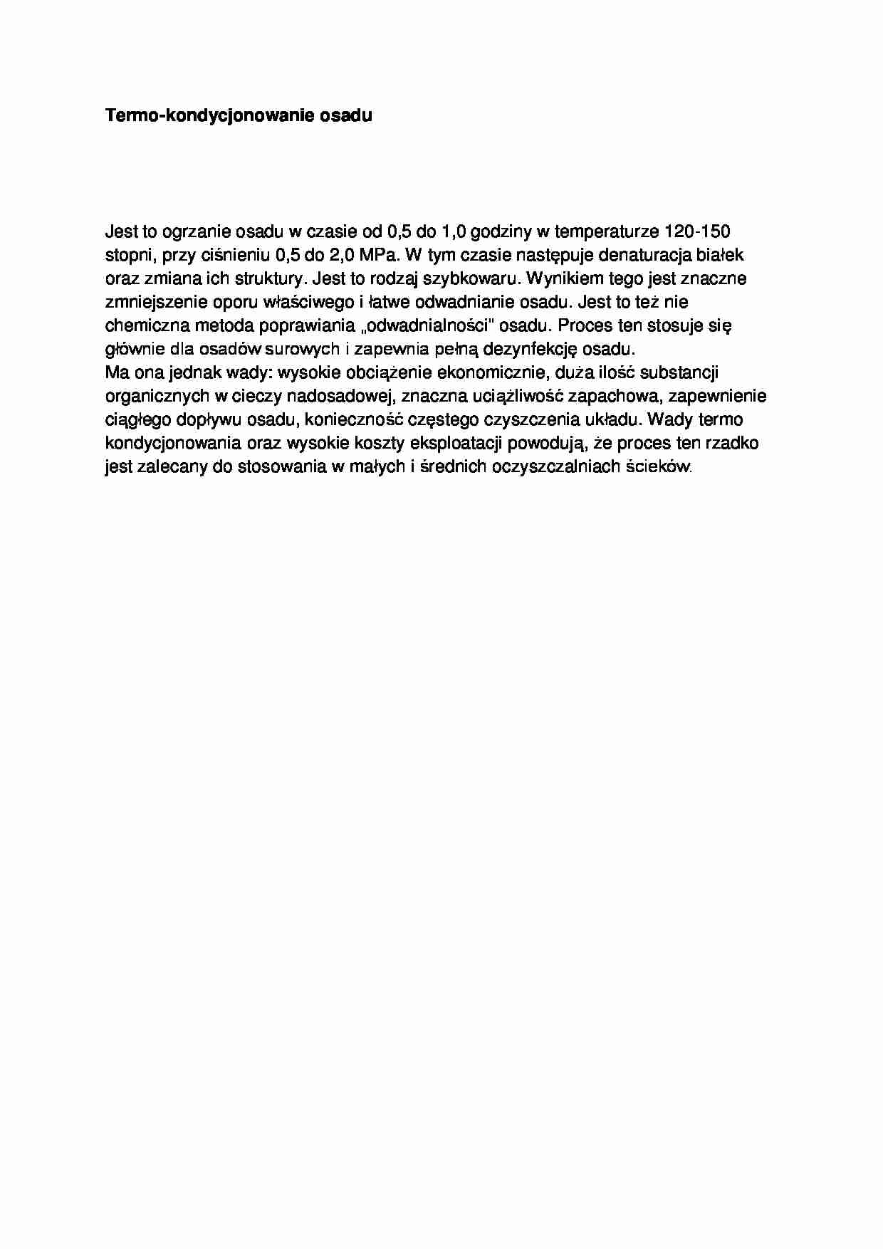 Termo-kondycjonowanie osadu - wykład - strona 1