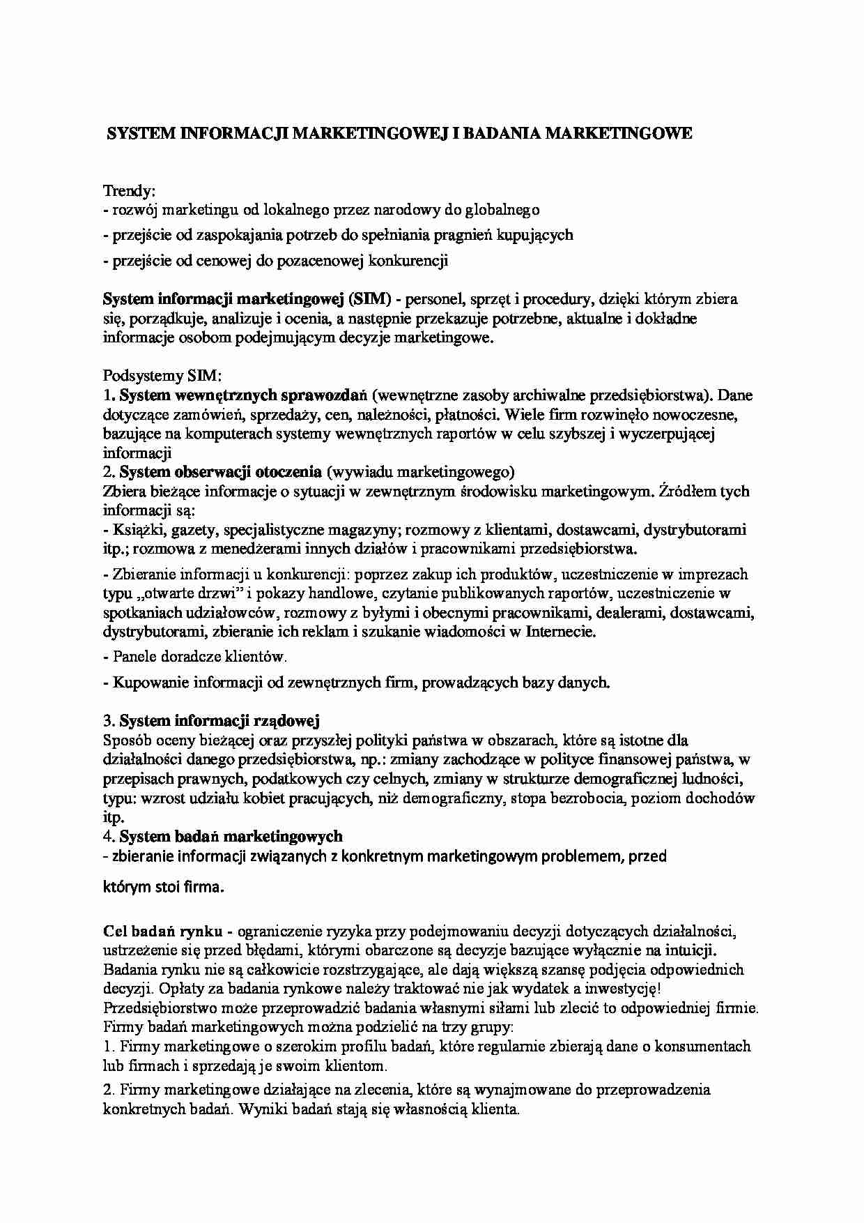 System informacji marketingowej - wykład - strona 1