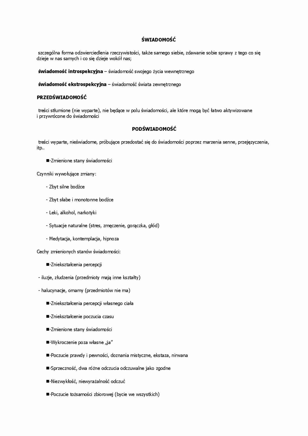 Świadomość i podświadomość - wykład - strona 1