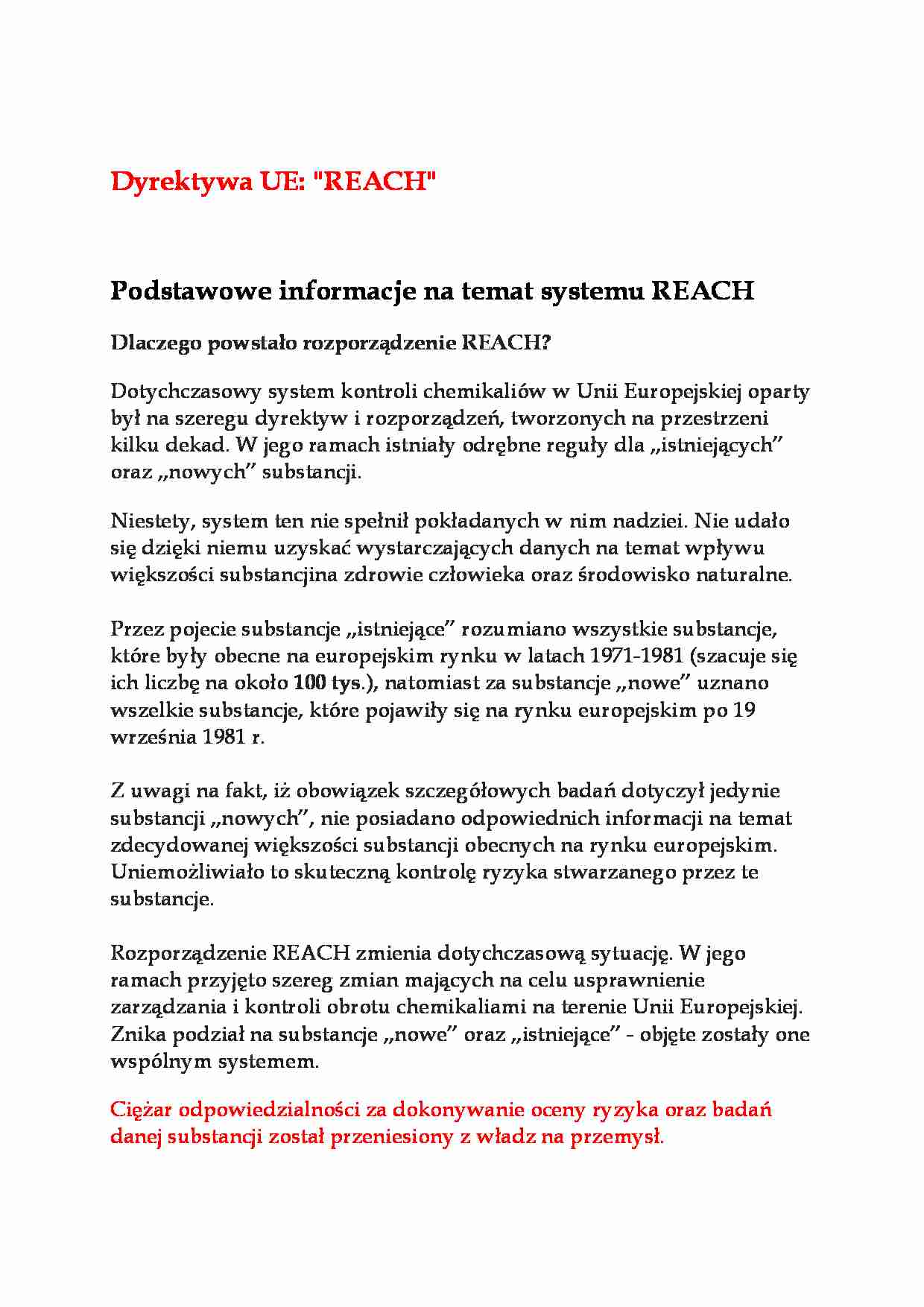 Dyrektywa REACH - wykład - strona 1