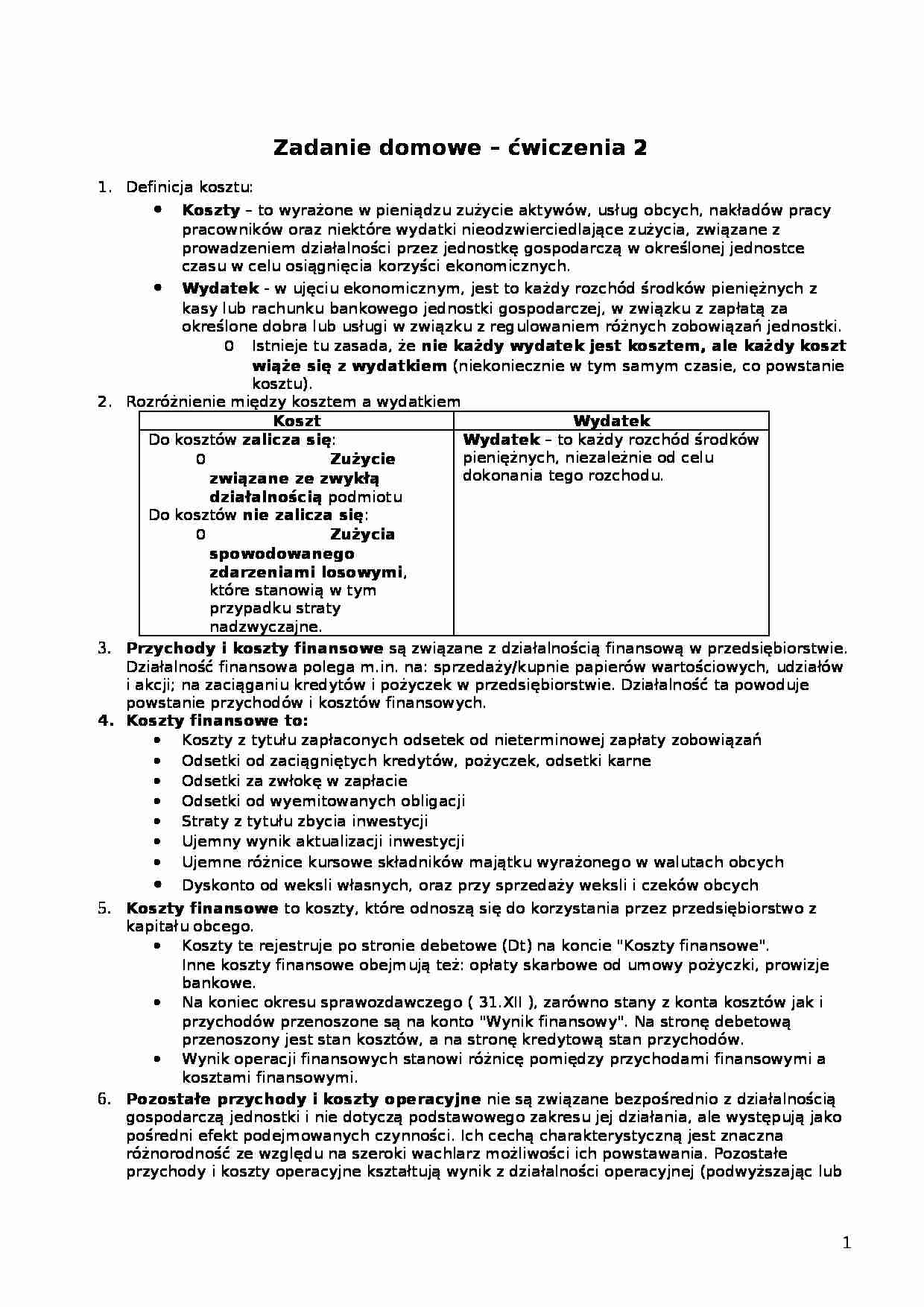  Zadanie domowe - ćwiczenia 2  - strona 1