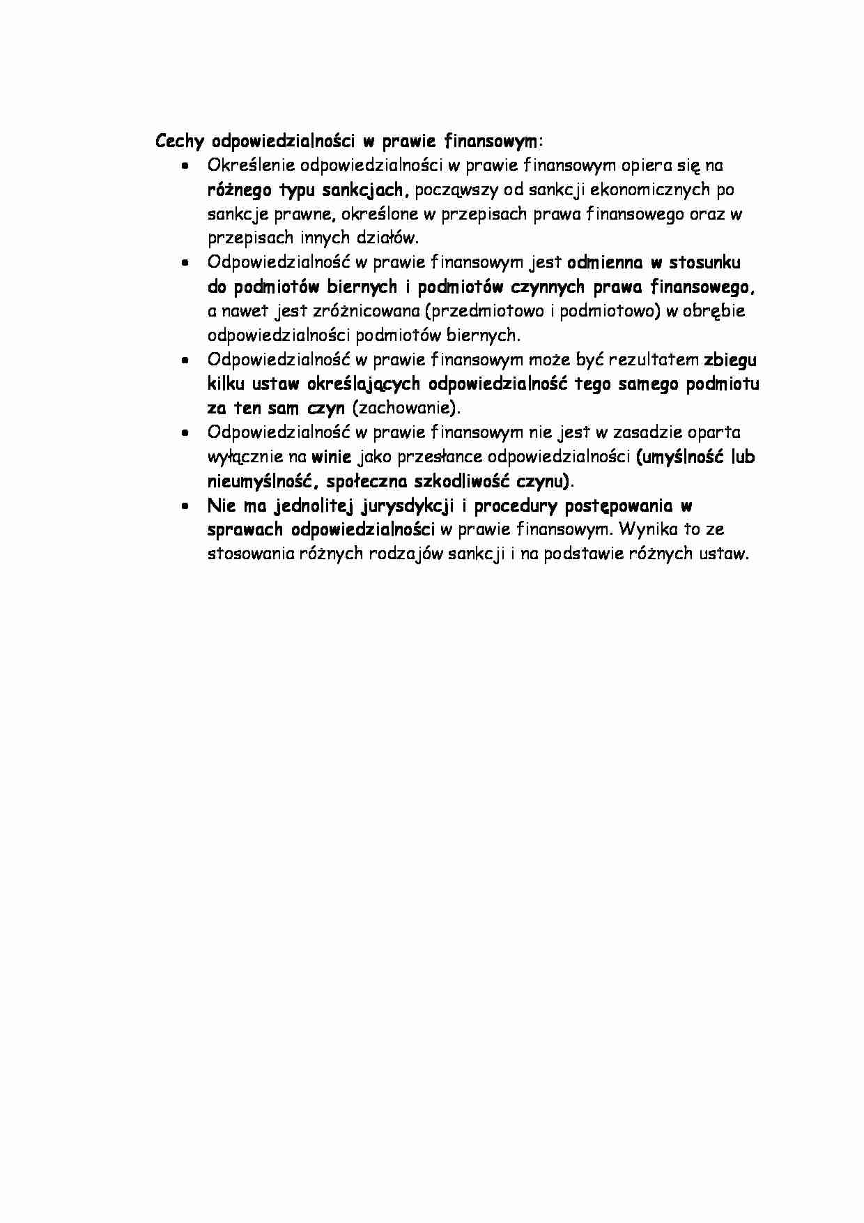 Cechy odpowiedzialności w prawie finansowym - strona 1