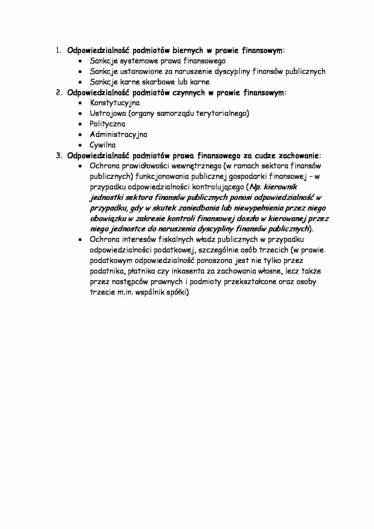 Odpowiedzialność podmiotów w prawie finansowym - strona 1