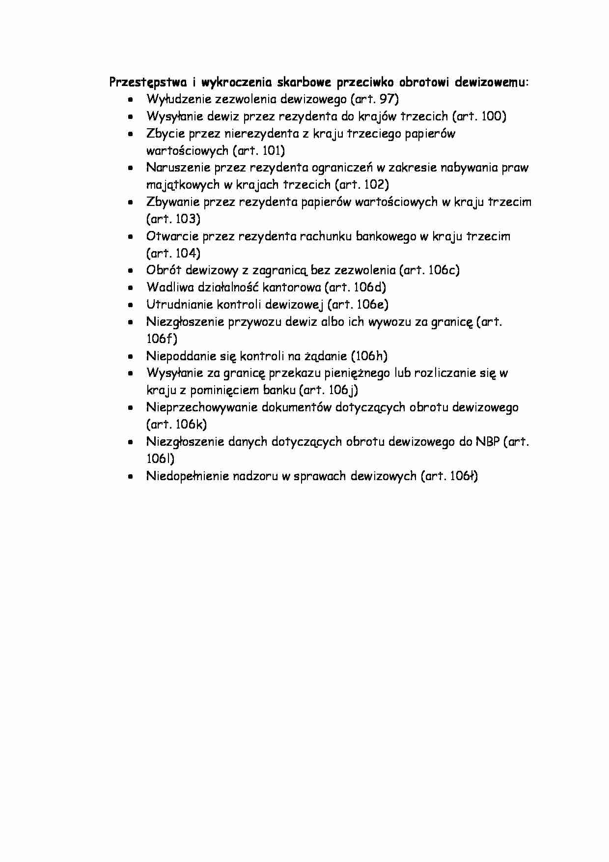 Przestępstwa i wykroczenia skarbowe przeciwko obrotowi dewizowemu - strona 1