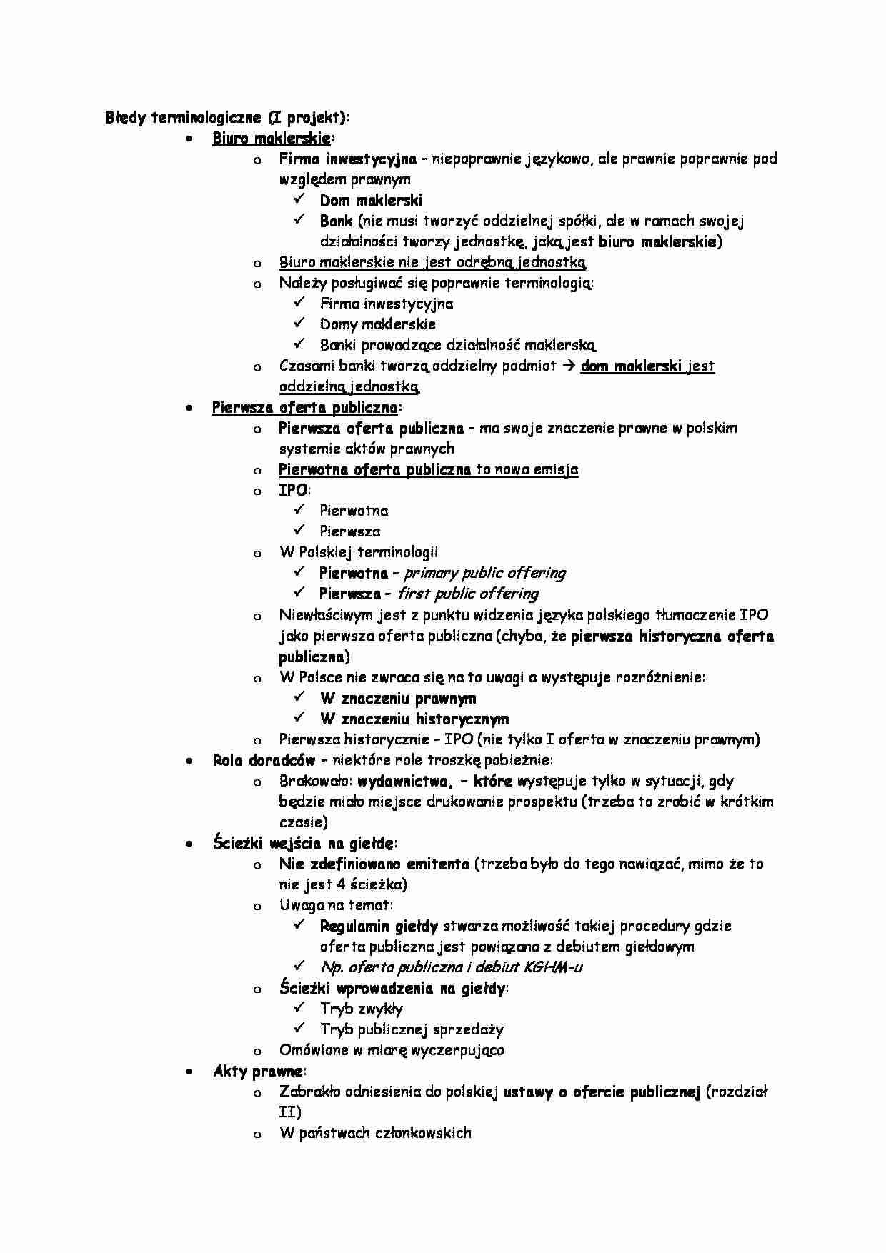 Błędy terminologiczne w pierwszym projekcie -opracowanie - strona 1