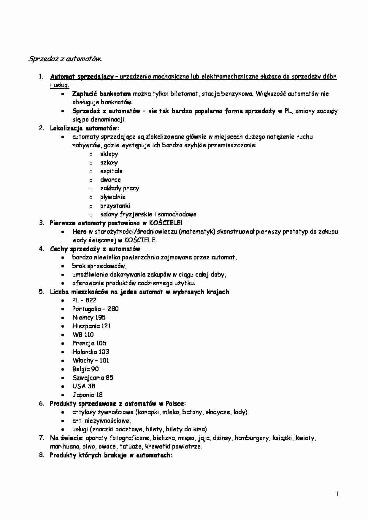 Sprzedaż z automatów -opracowanie - strona 1