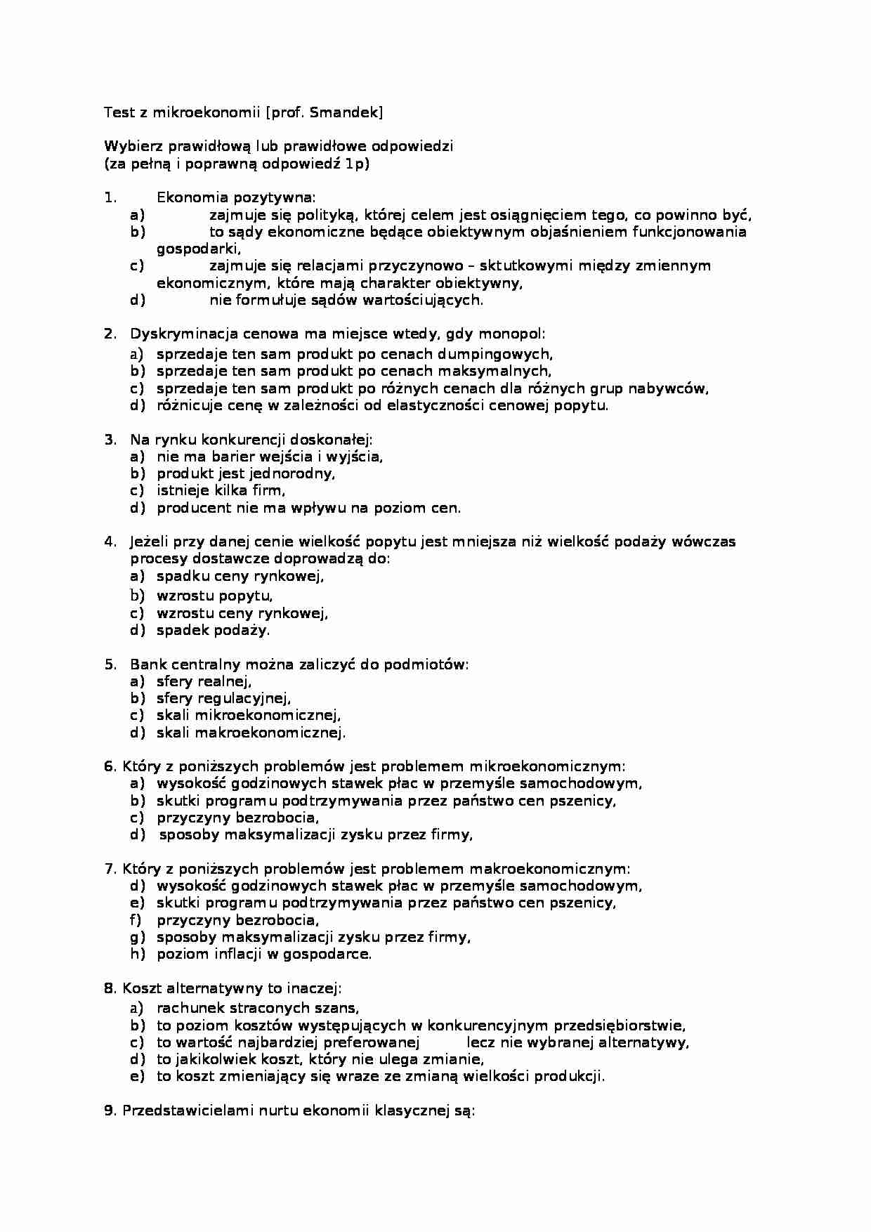 Mikroenonomia -test - strona 1