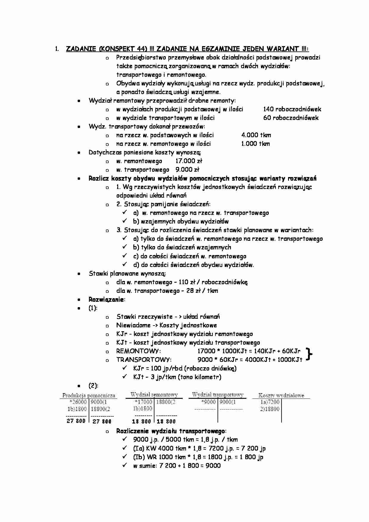 Zadanie na egzaminie - strona 1