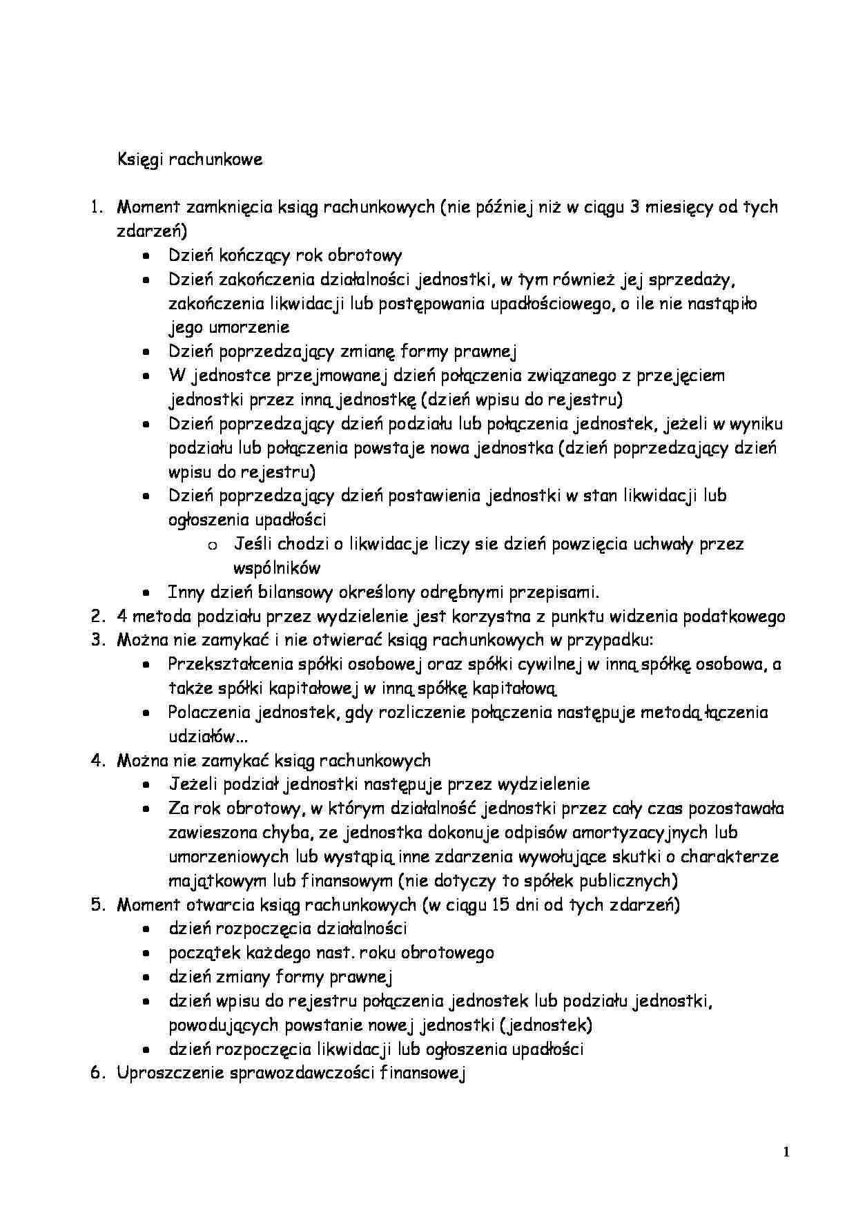 Księgi rachunkowe -opracowanie - strona 1
