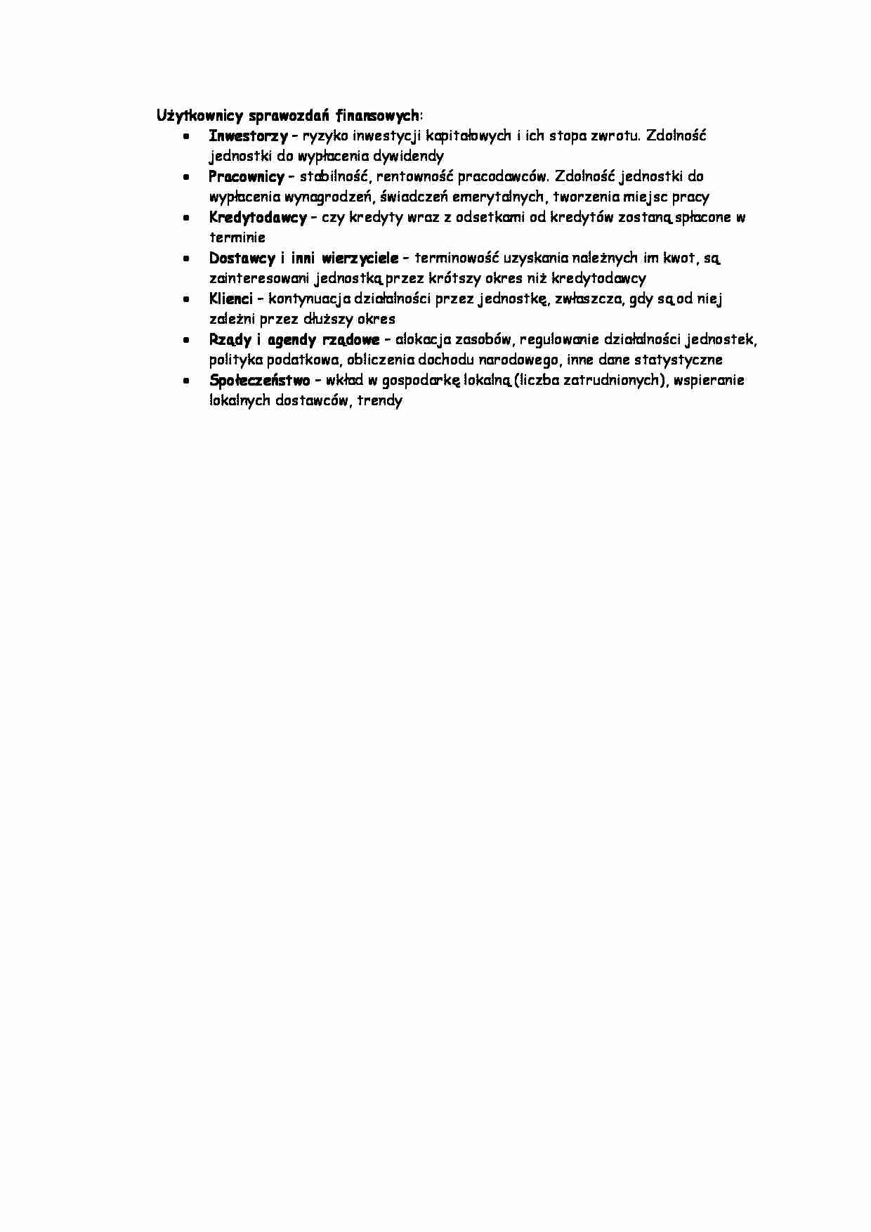 Użytkownicy sprawozdań finansowych -podział - strona 1