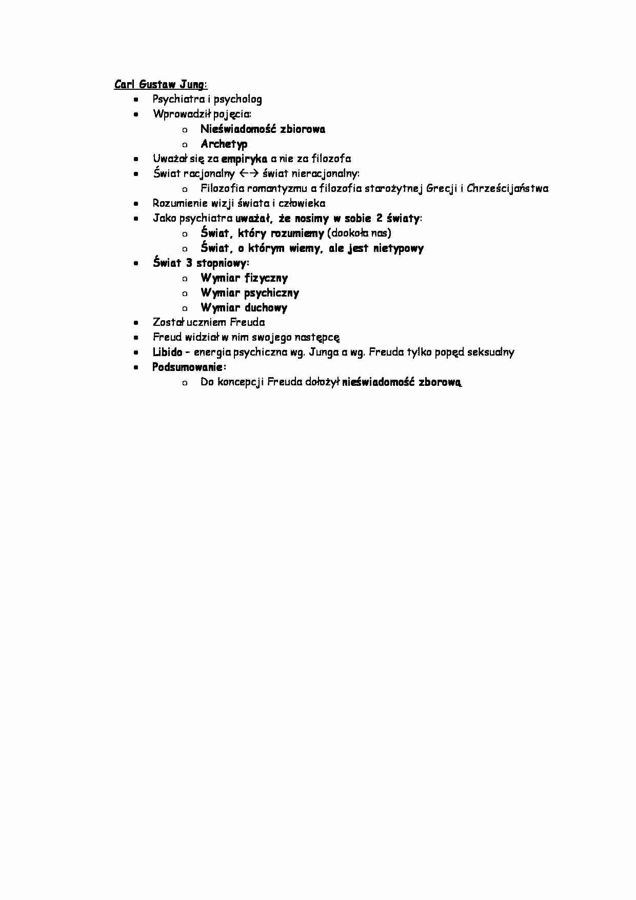Carl Gustaw Jung -opracowanie - strona 1