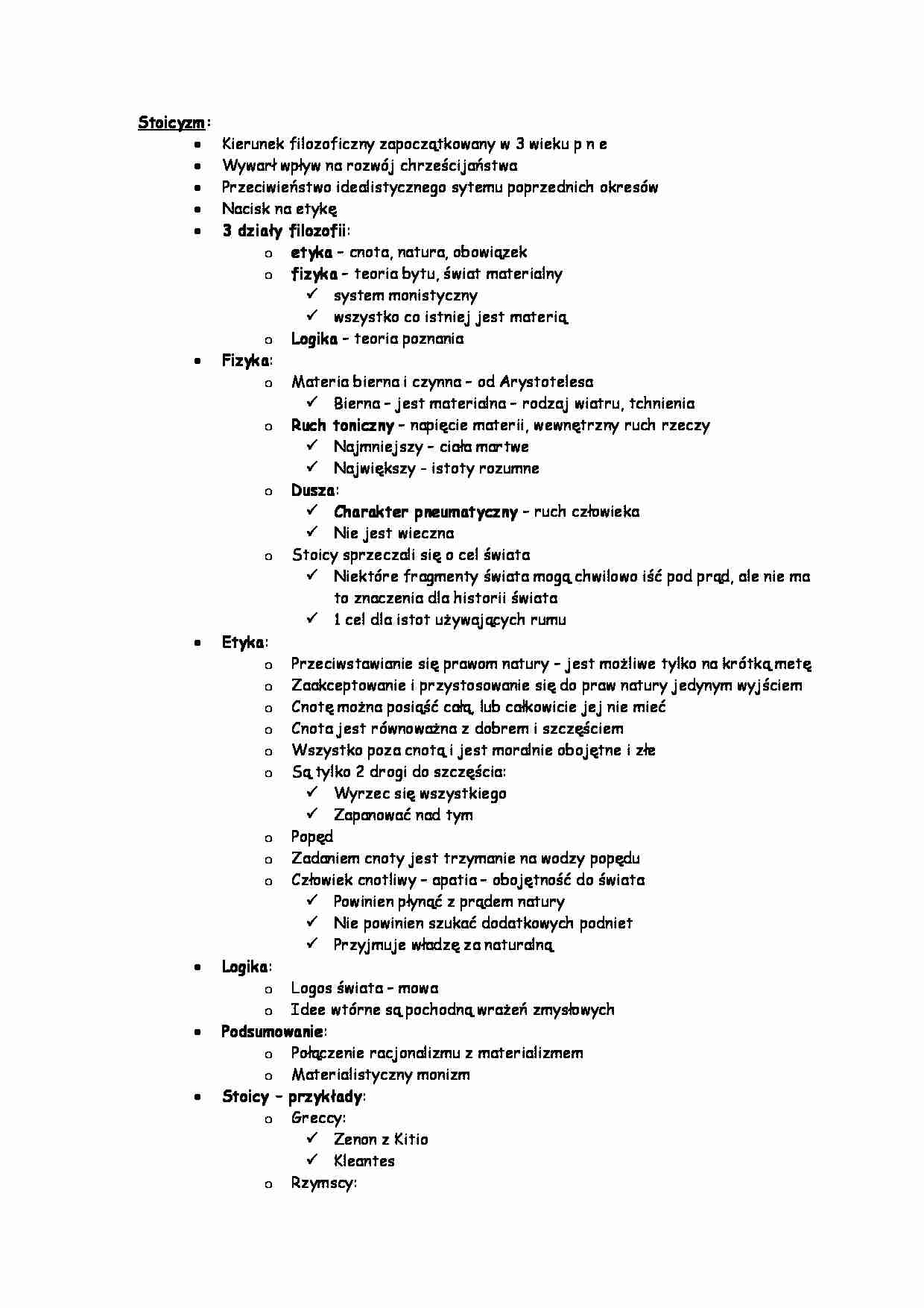 Stoicyzm -opracowanie - strona 1