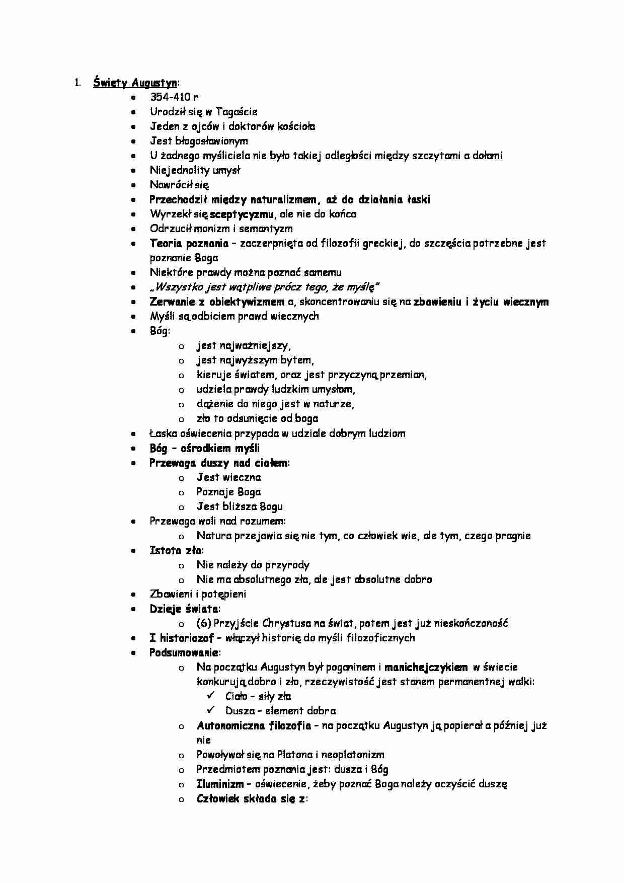 Święty Augustyn -opracowanie - strona 1
