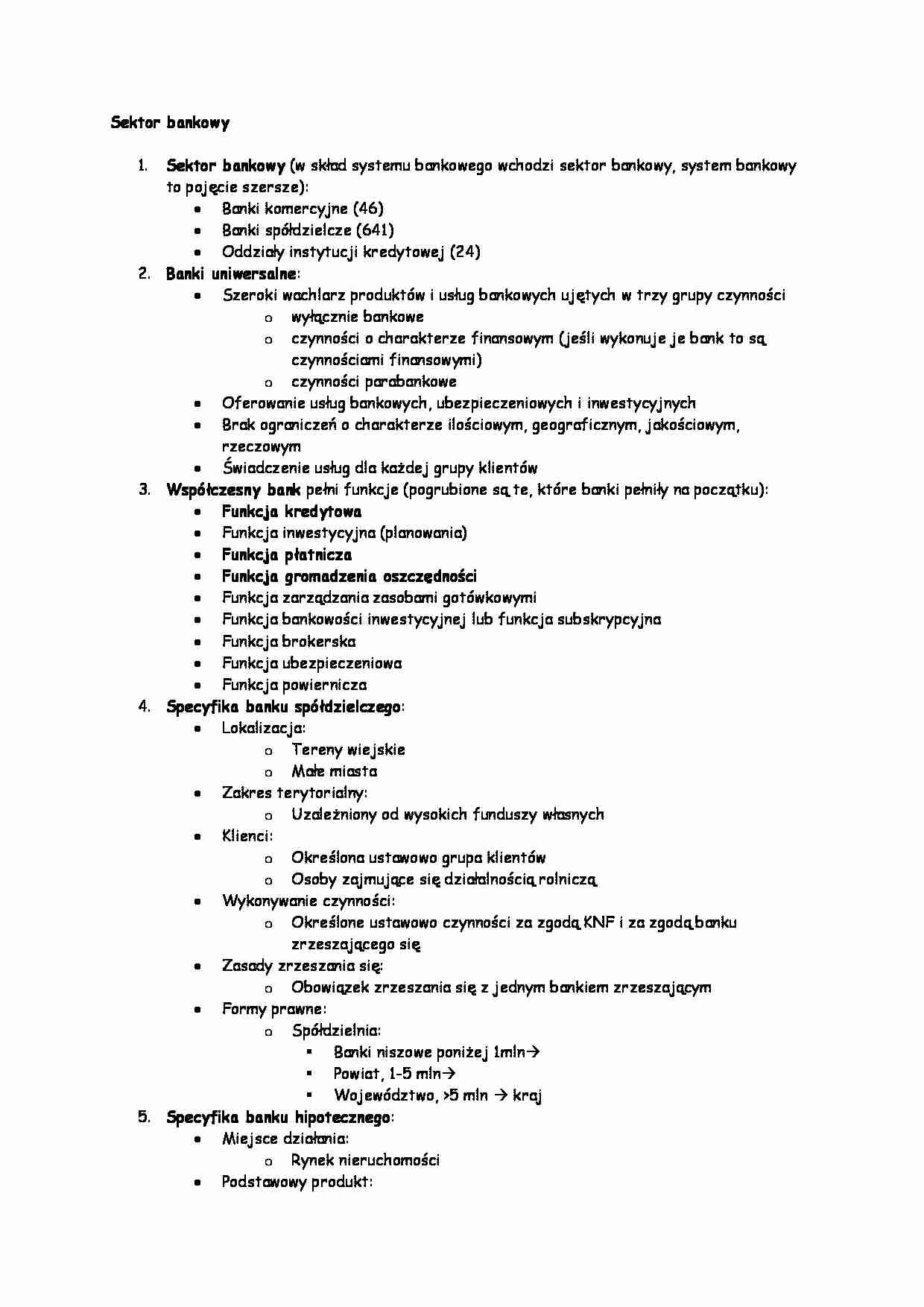 Sektor bankowy -opracowanie - strona 1