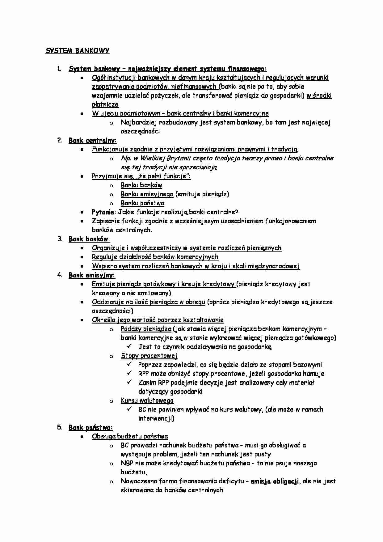 System bankowy-opracowanie - strona 1