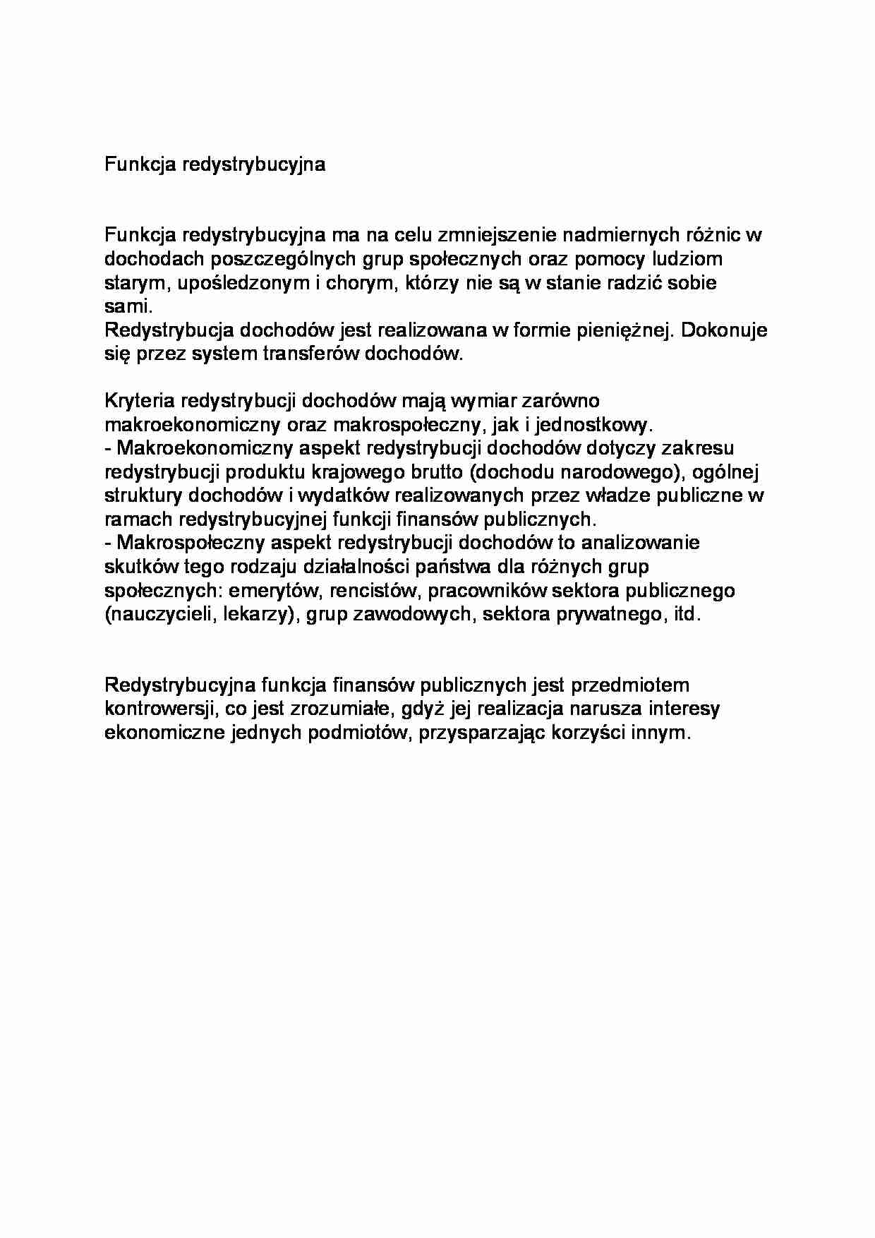 Funkcja redystrybucyjna-opracowanie - strona 1