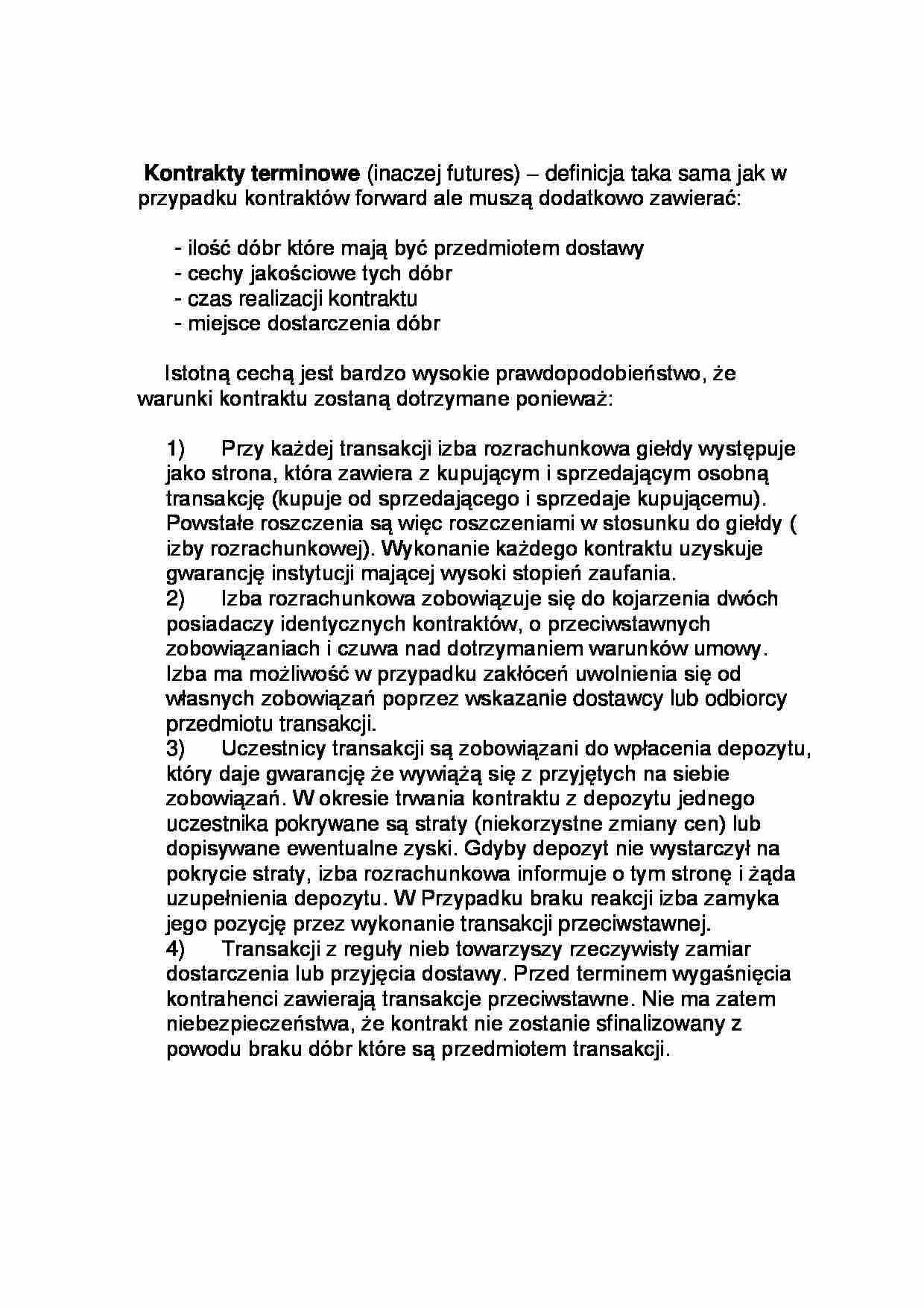 Kontrakty terminowe-opracowanie - strona 1