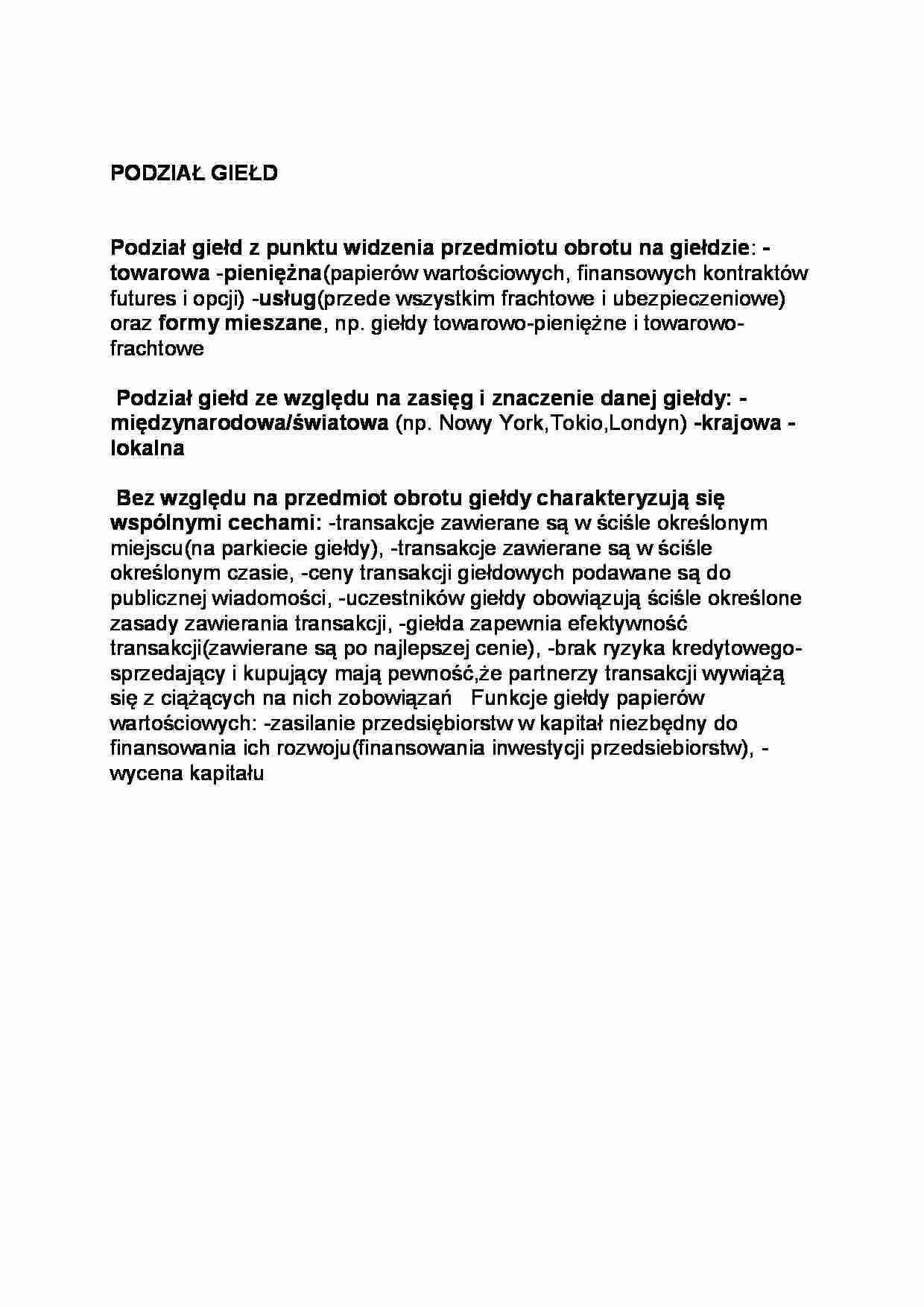 Podział giełd-opracowanie - strona 1