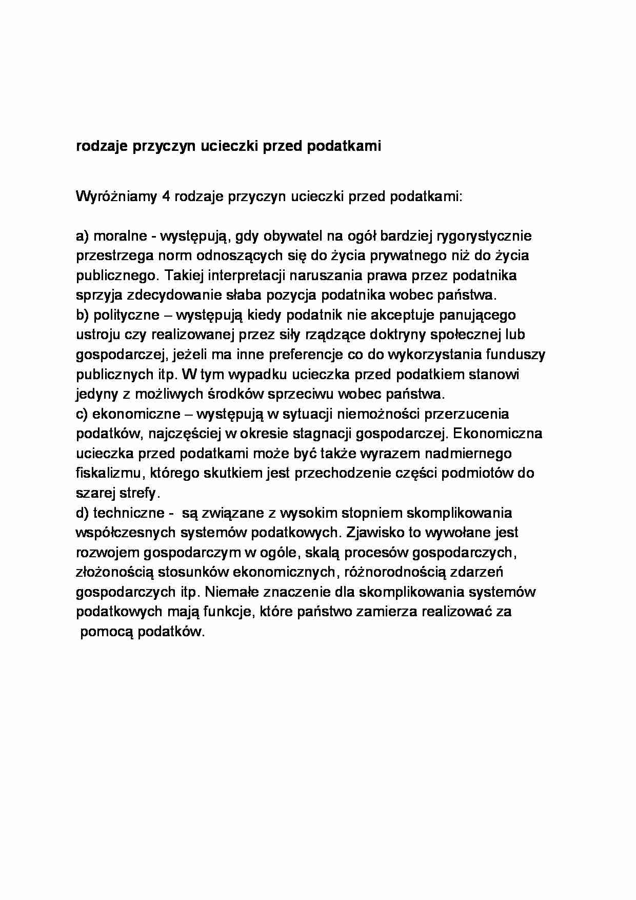 Rodzaje przyczyn ucieczki przed podatkami-opracowanie - strona 1
