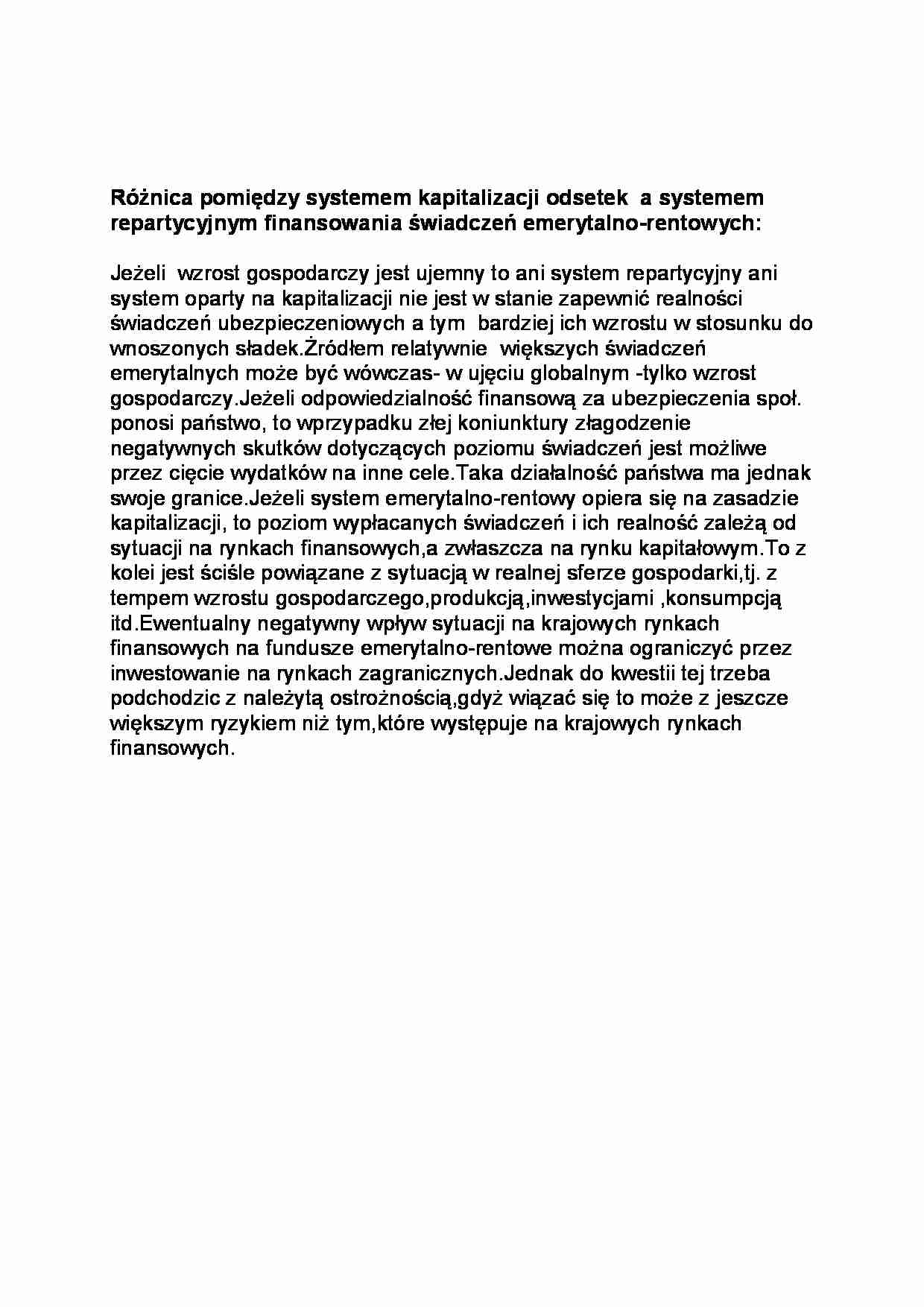 Różnica pomiędzy systemem kapitalizacji odsetek-opracowanie - strona 1