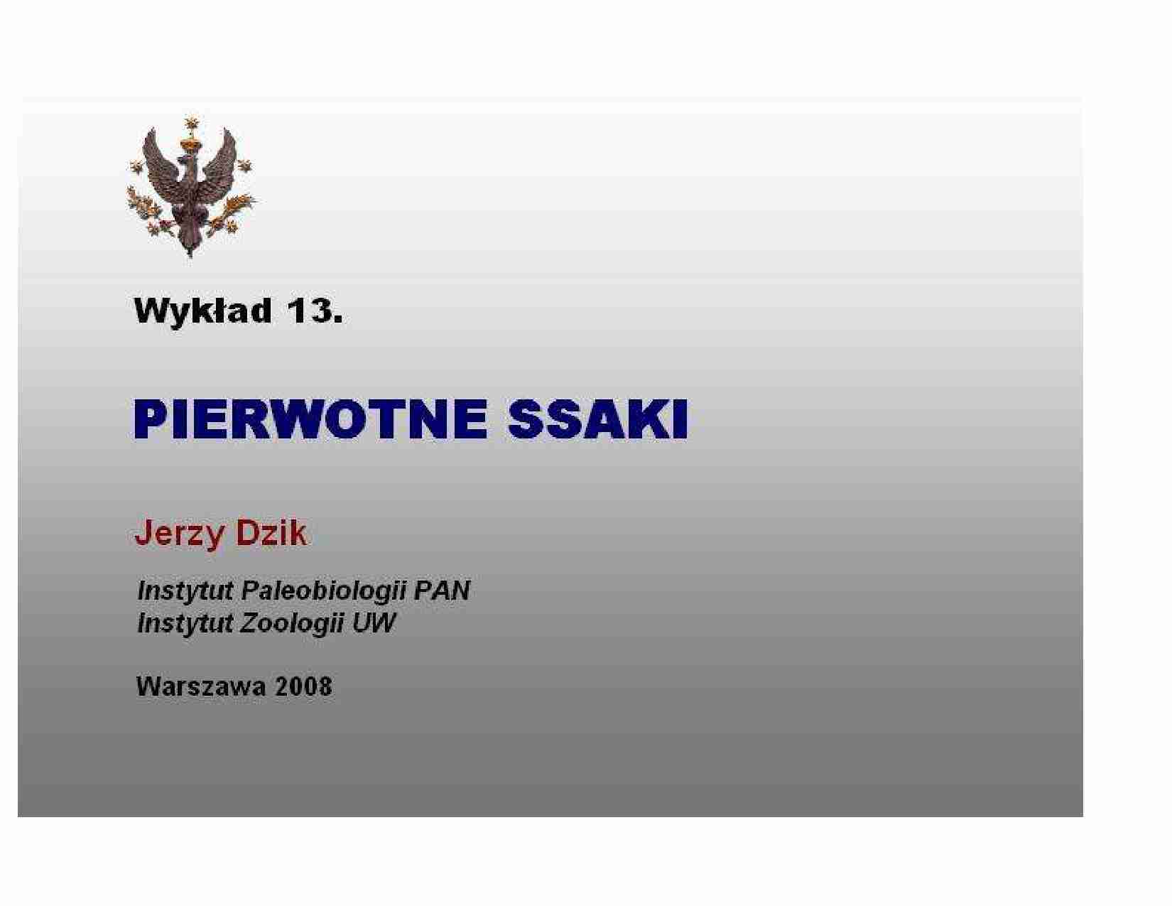 Pierwotne ssaki  - omówienie - strona 1