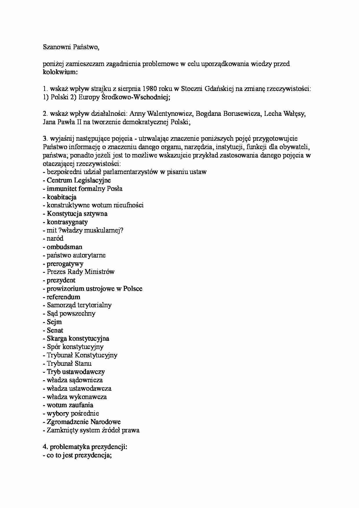 Prawo konstytucyjne - zagadnienia do kolokwium - strona 1
