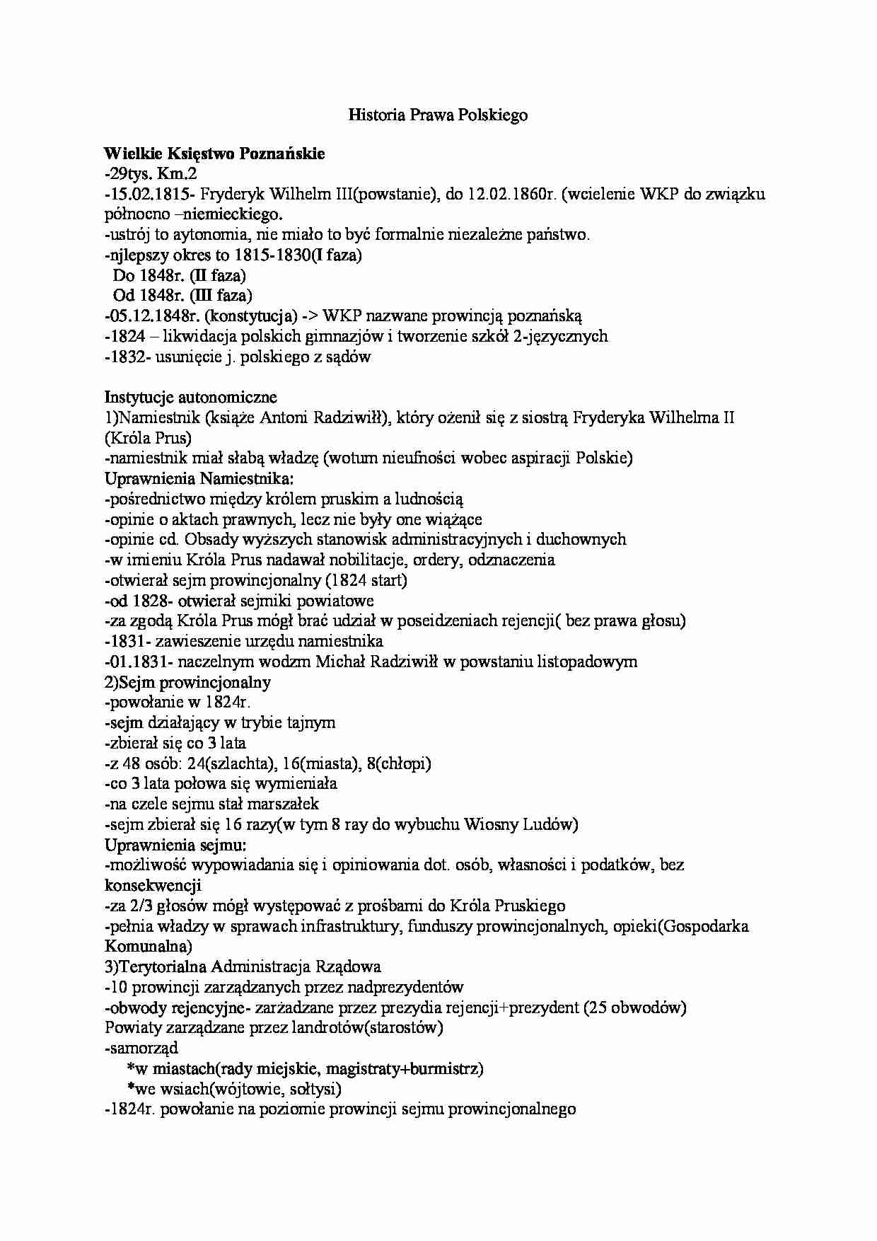 Historia Prawa Polskiego  - wykład - strona 1