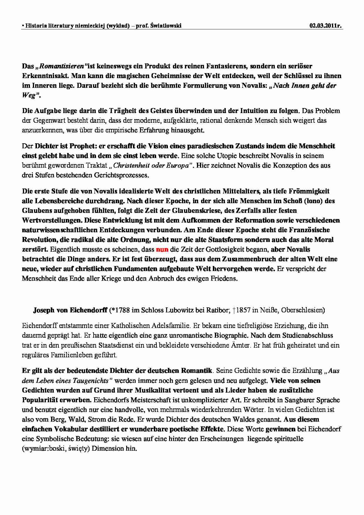 Historia literatury niemieckiej - wykład - strona 1