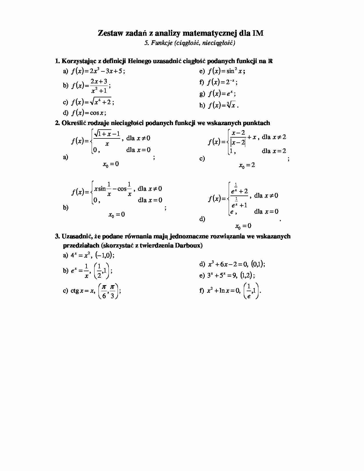 Funkcje ciągłości i nieciągłości - funkcje - strona 1