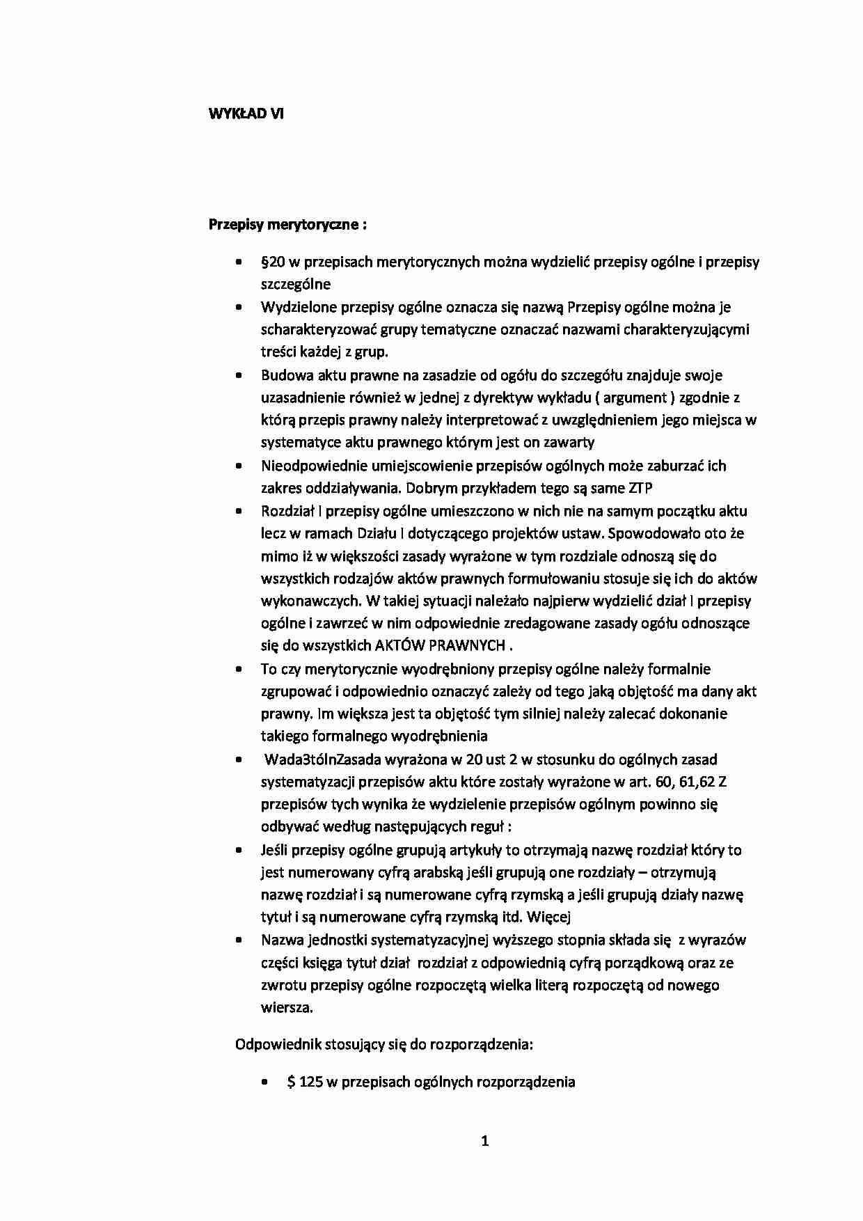 Przepisy merytoryczne VI -VII - omówienie  - strona 1