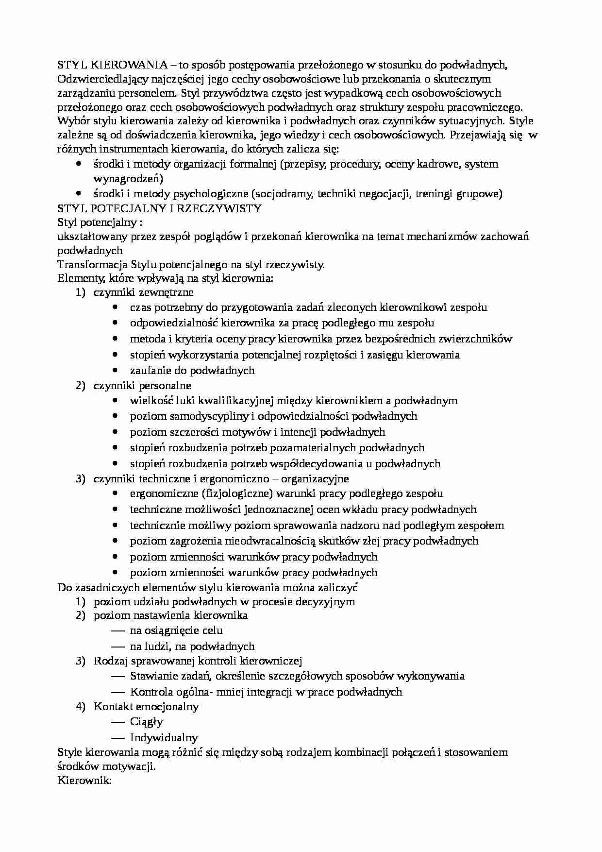 Styl kierowania-opracowanie - strona 1