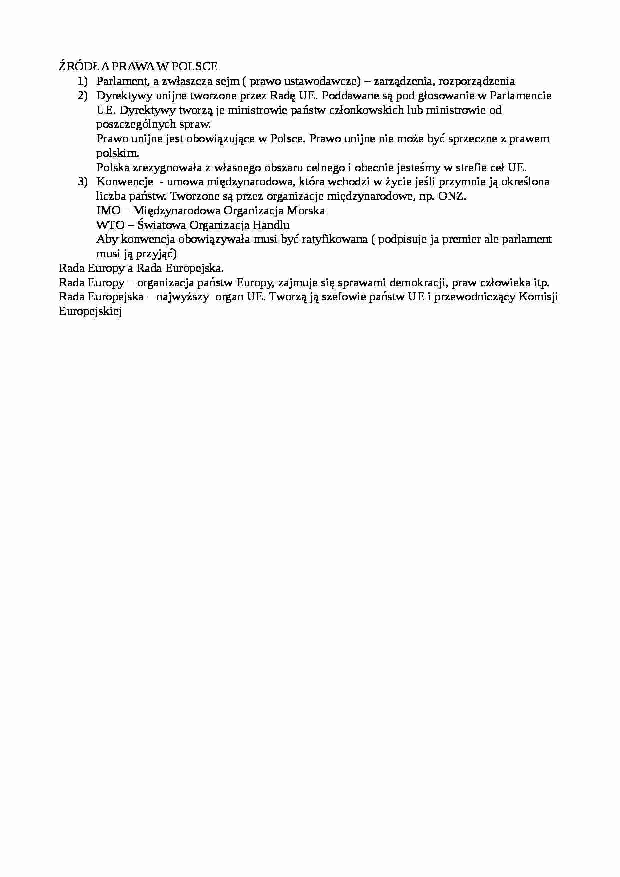 Źródła prawa w Polsce-opracowanie - strona 1