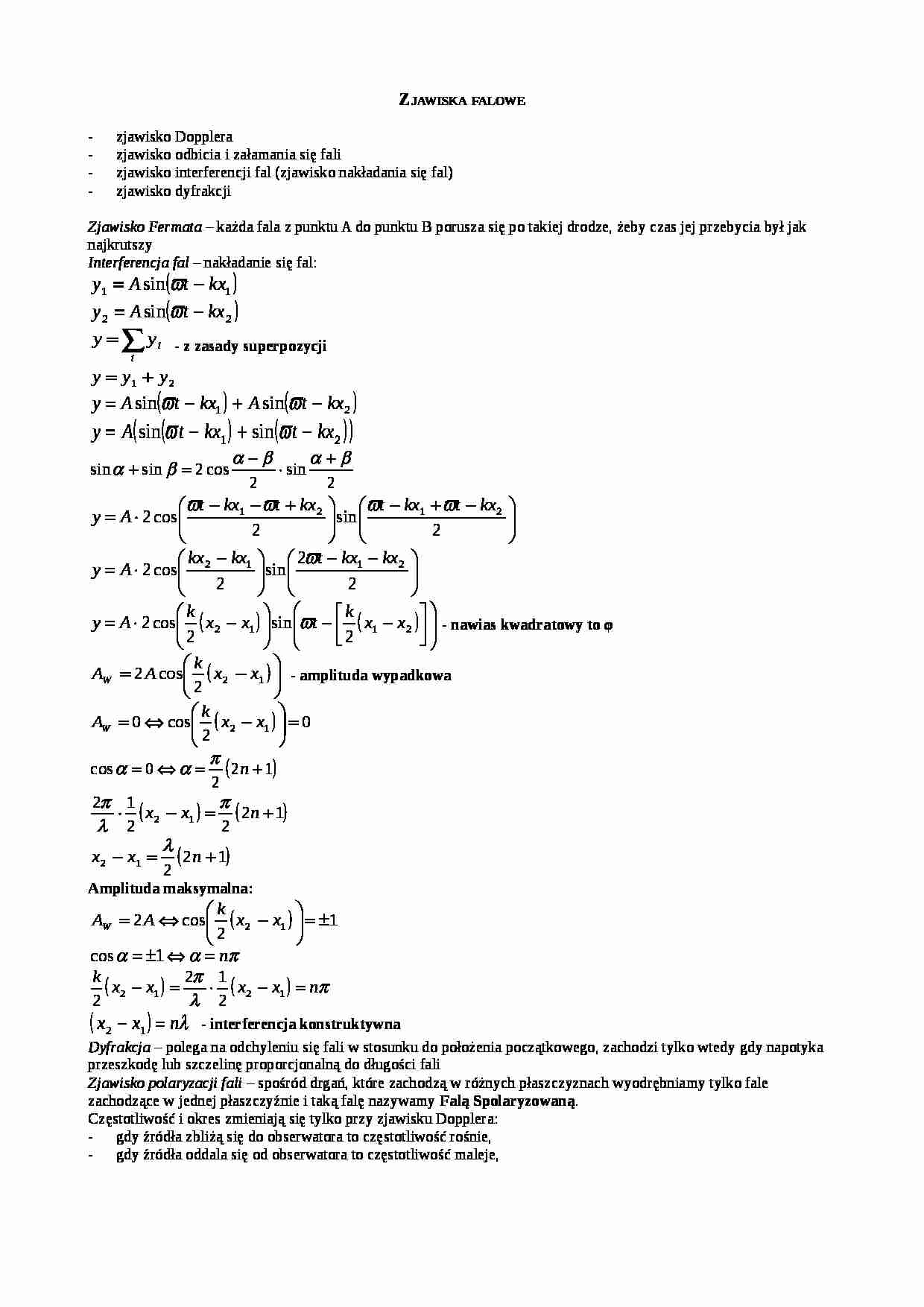 Zjawiska falowe-opracowanie - strona 1
