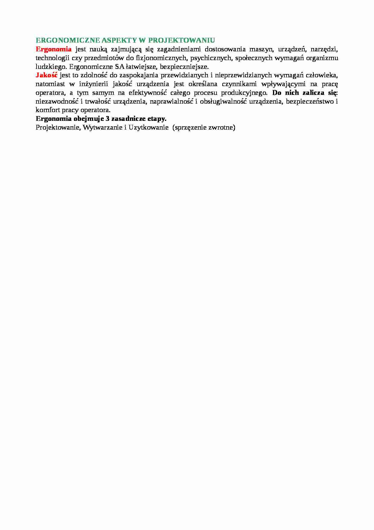 Ergonomiczne aspekty w projektowaniu-opracowanie - strona 1