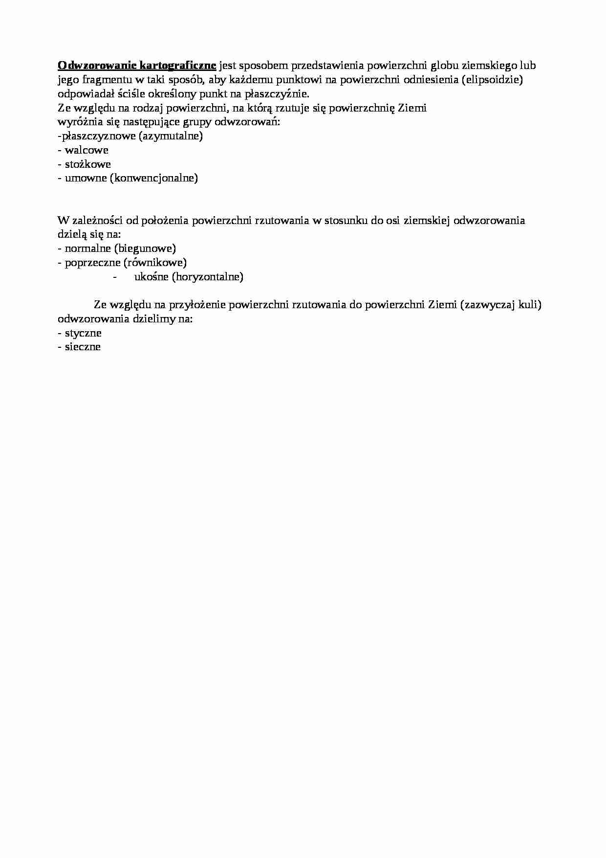 Odwzorowanie kartograficzne-opracowanie - strona 1