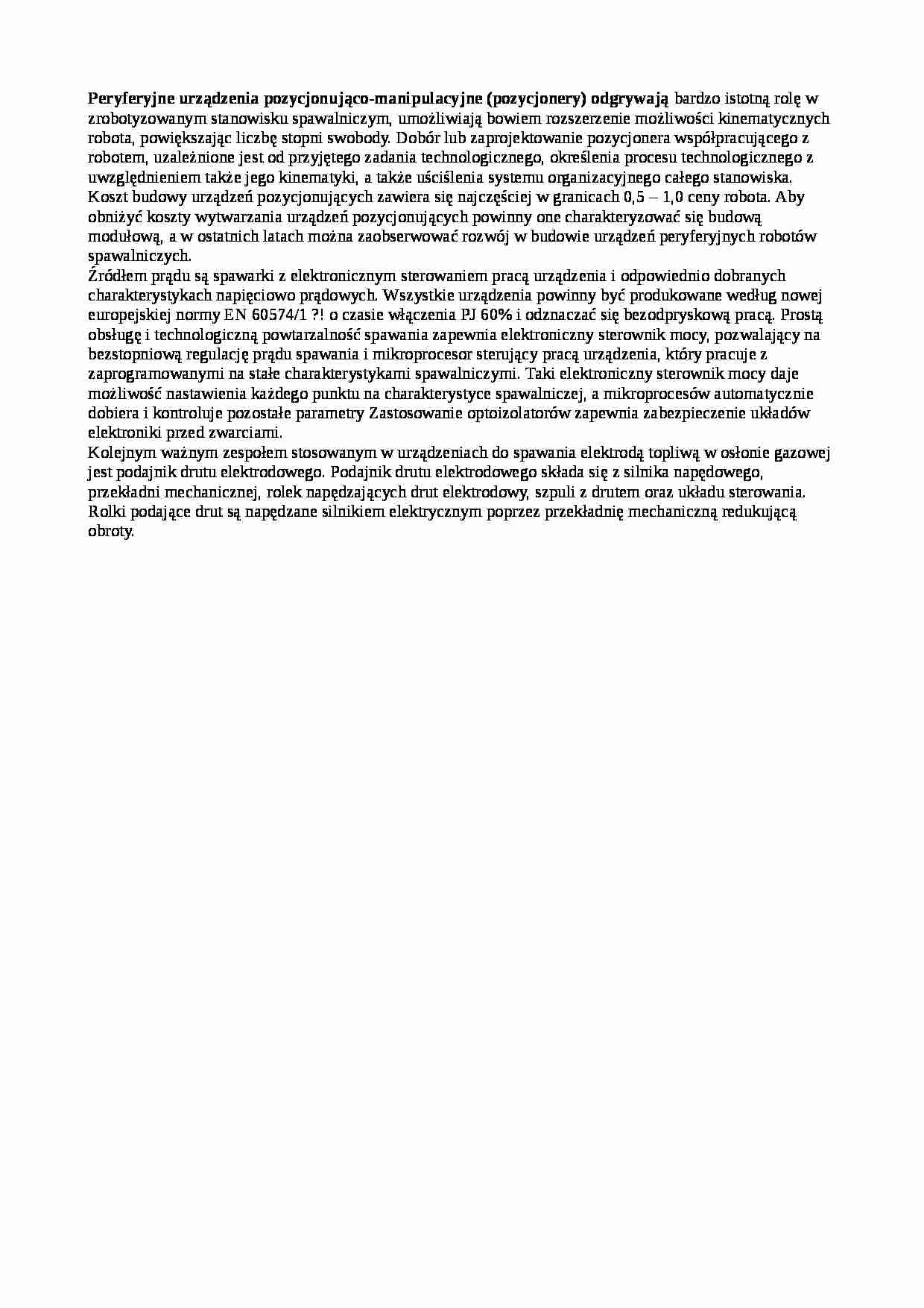 Peryferyjne urządzenia pozycjonująco-manipulacyjne-opracowanie - strona 1