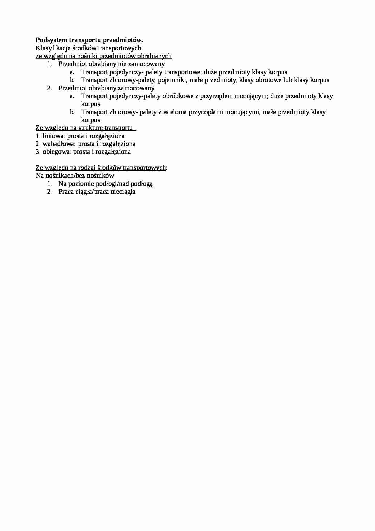 Podsystem transportu przedmiotów-opracowanie - strona 1