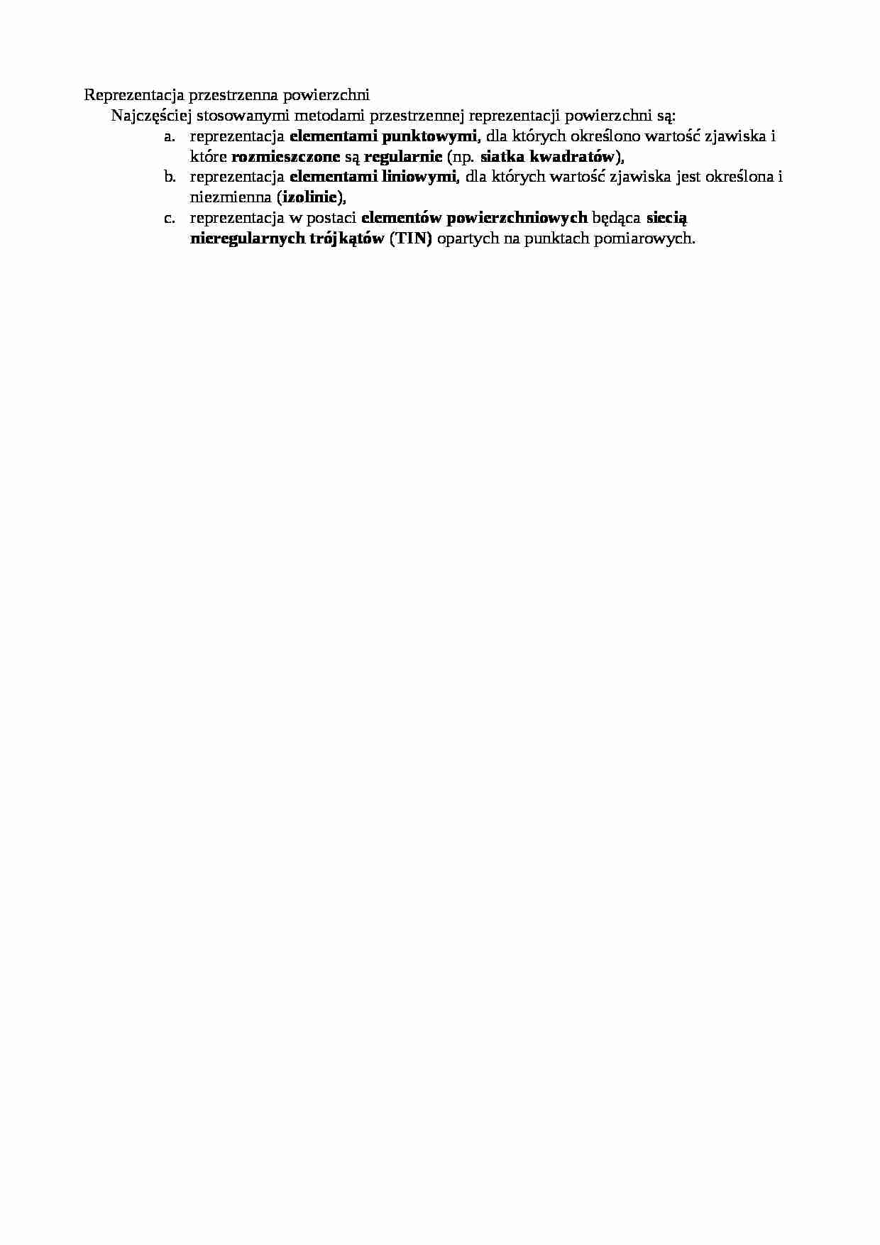 Reprezentacja przestrzenna powierzchni-opracowanie - strona 1