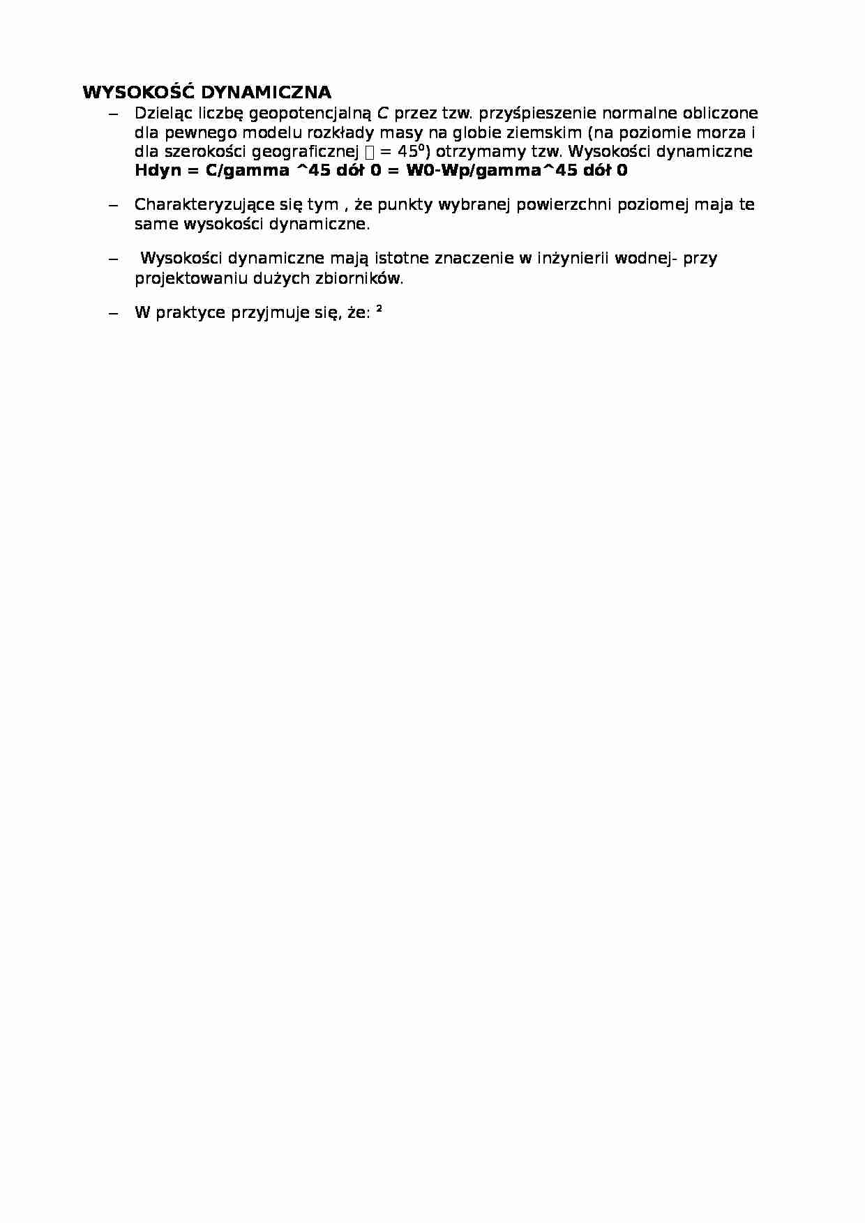 Wysokość dynamiczna-opracowanie - strona 1