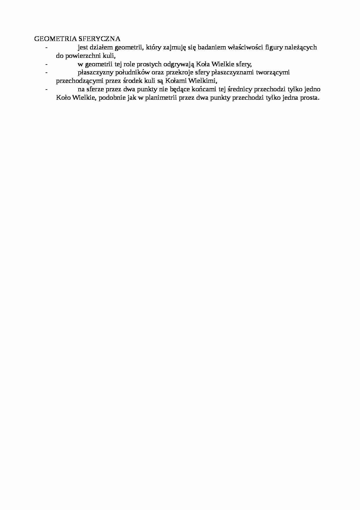Geometria sferyczna-opracowanie - strona 1