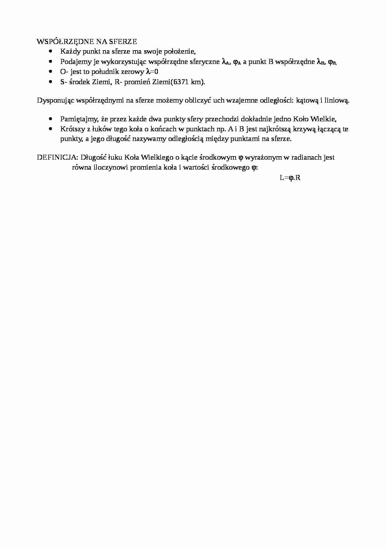Współrzędne na sferze-opracowanie - strona 1