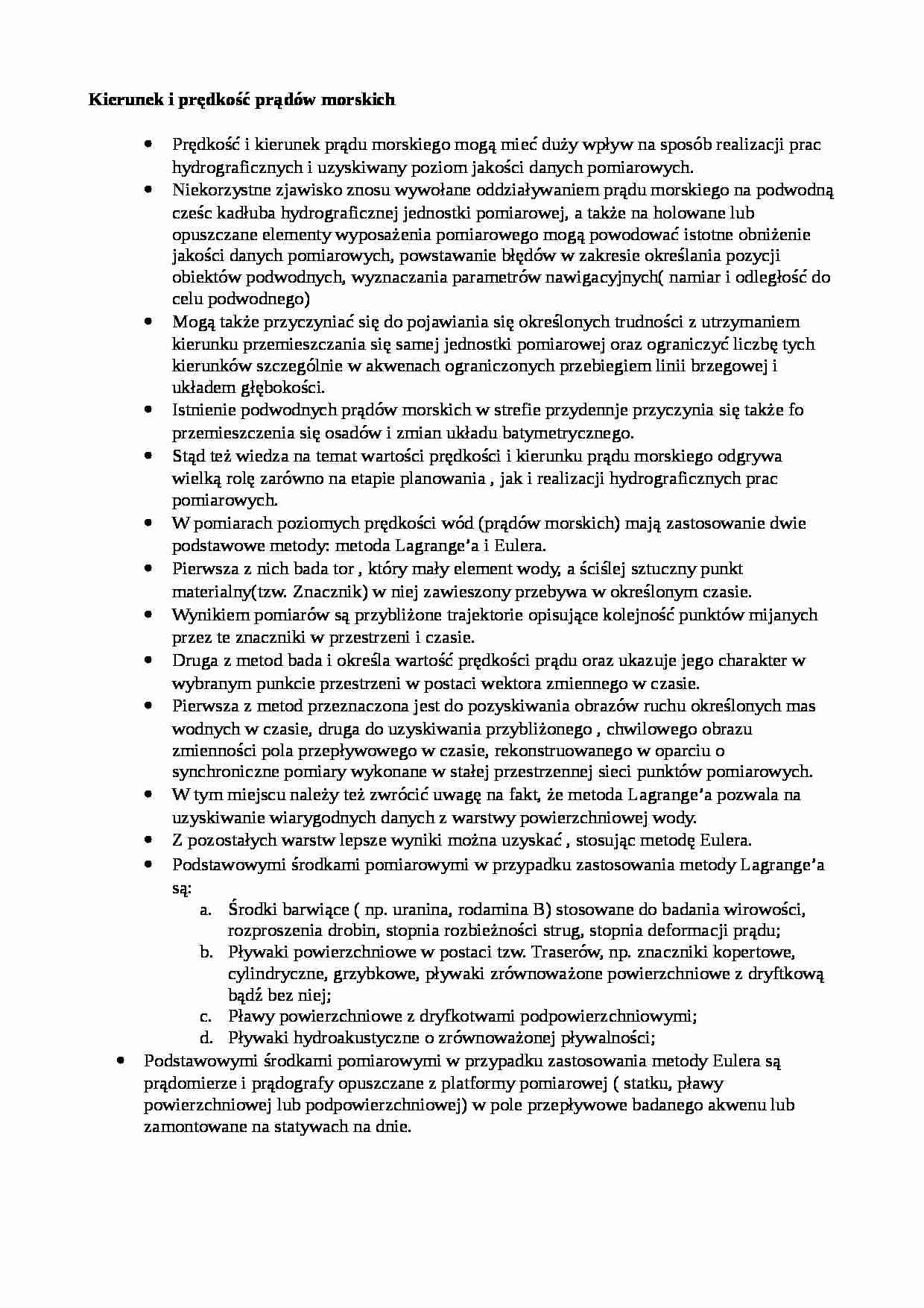 Kierunek i prędkość prądów morskich-opracowanie - strona 1