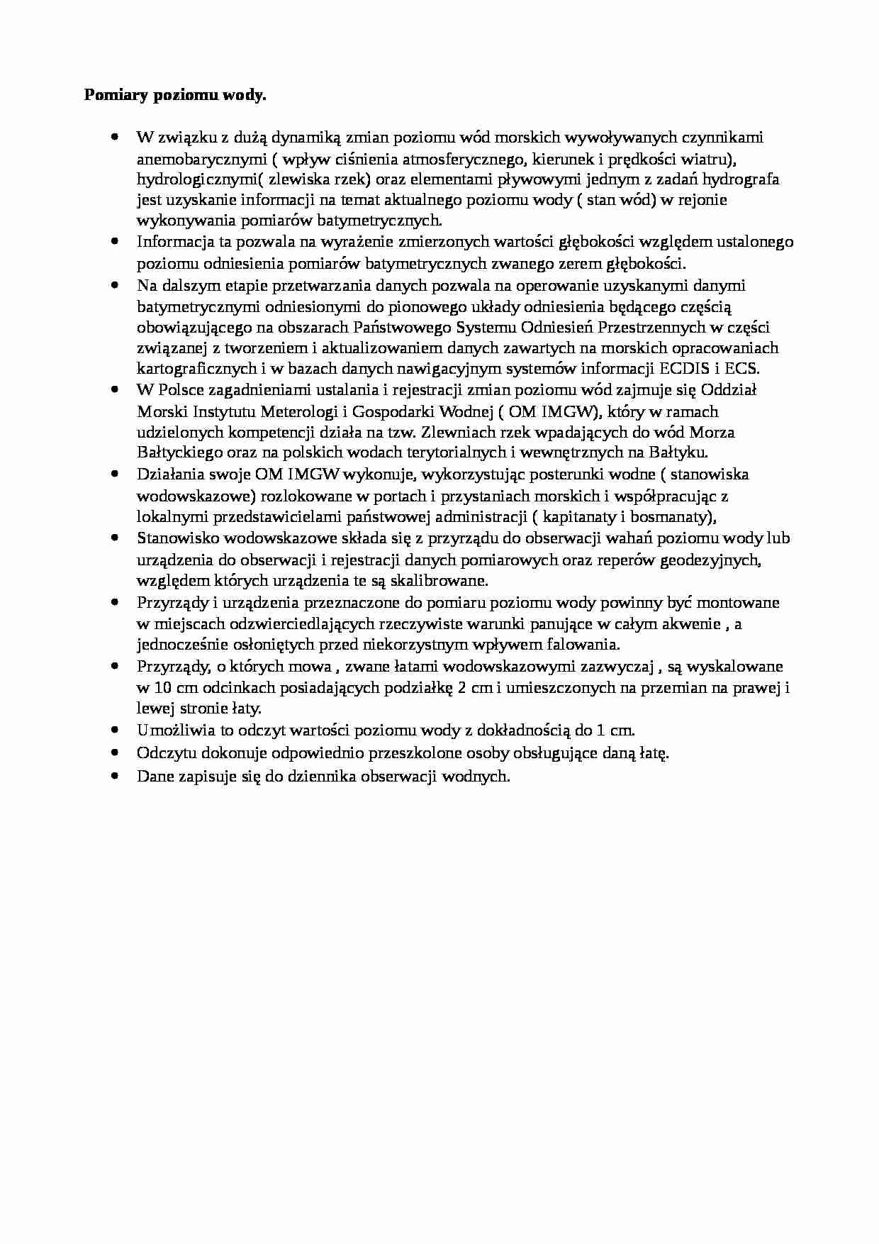 Pomiary poziomu wody-opracowanie - strona 1